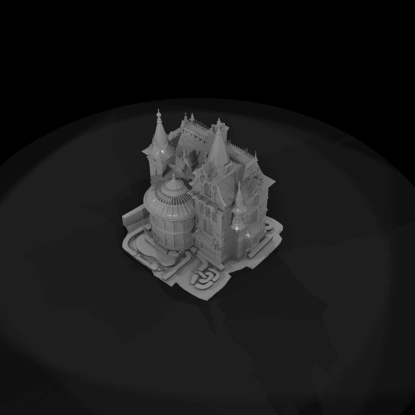 Ornate Victorian Mansion with Turrets — Diorama Buildin