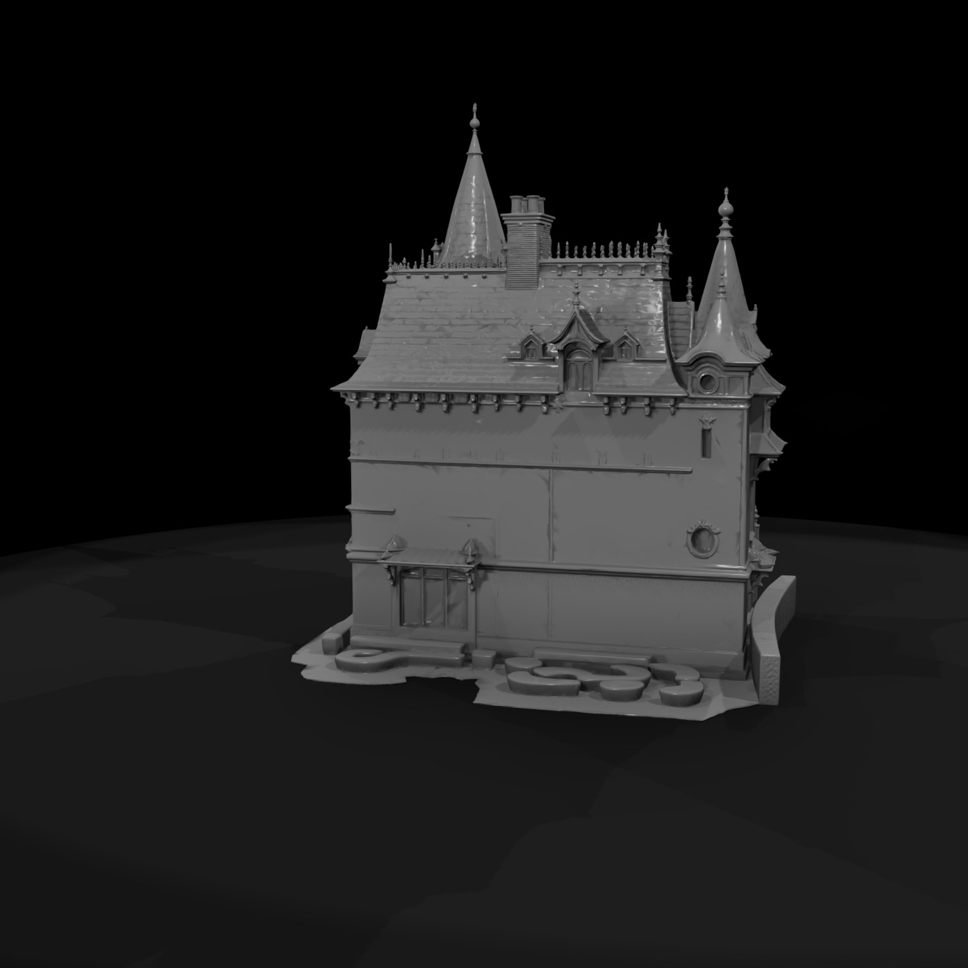 Ornate Victorian Mansion with Turrets — Diorama Buildin