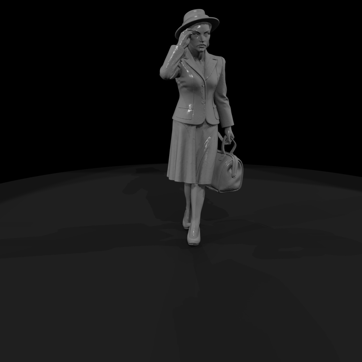 PASSENGERS WITH LUGGAGE WAITING (1950s) Woman