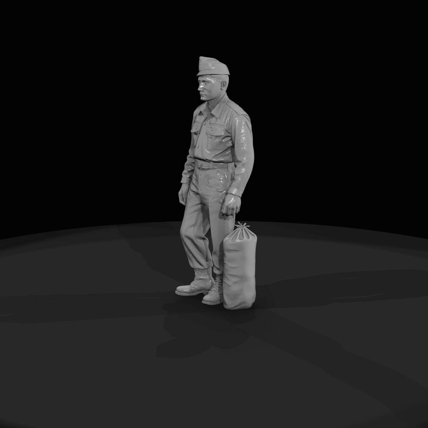 Passenger with Luggage Figure (1950s) — 1950's Military Man