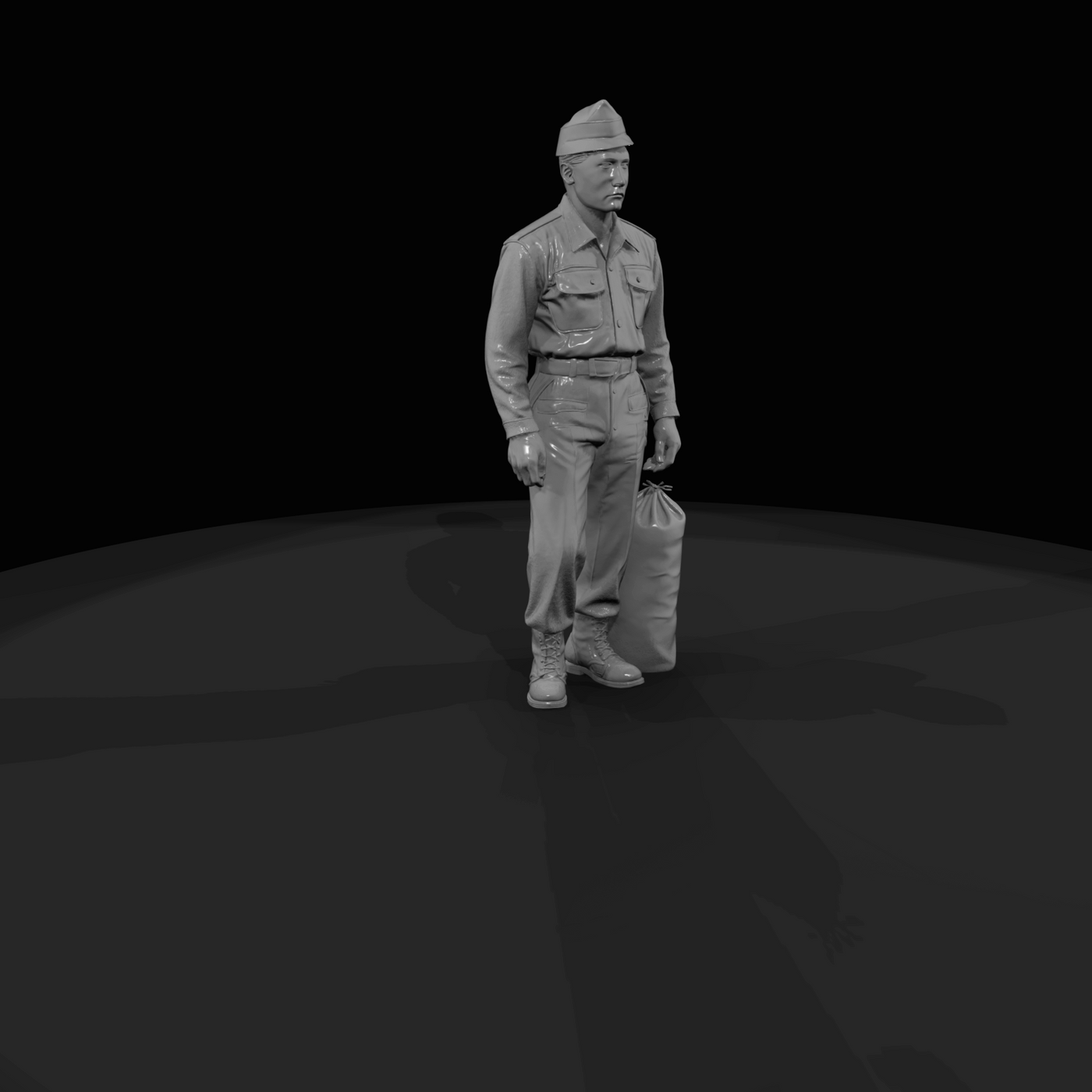 Passenger with Luggage Figure (1950s) — 1950's Military Man