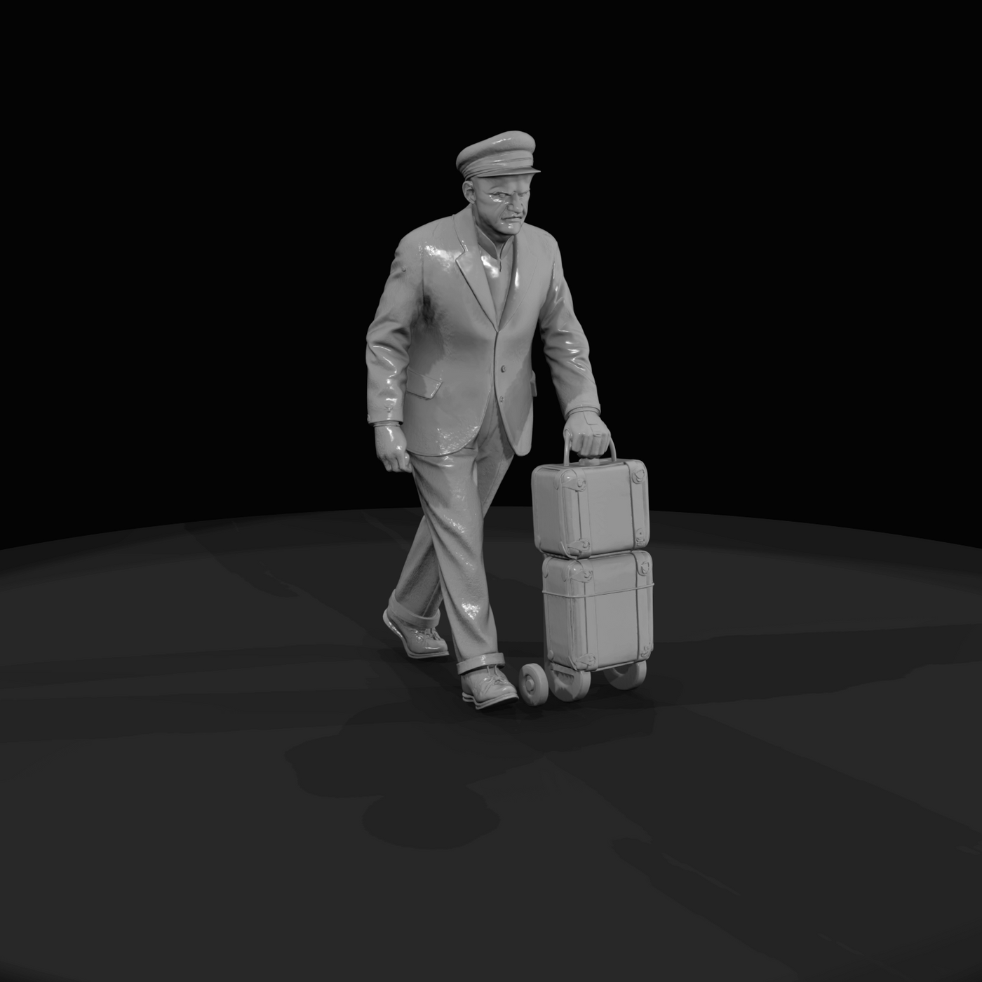 Passenger with Luggage Figure (1950s) — 1950's Porter