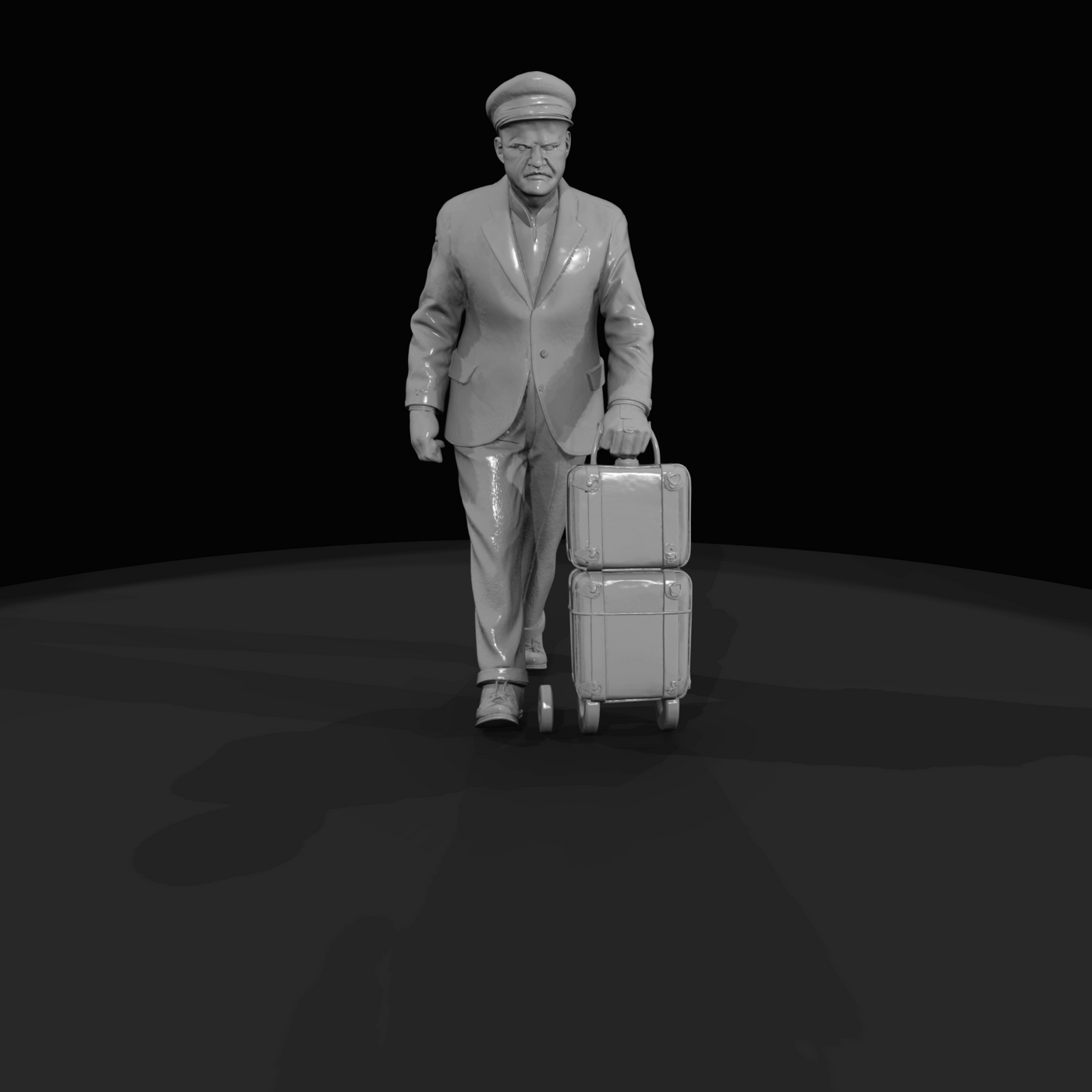 PASSENGERS WITH LUGGAGE WAITING (1950s) Porter