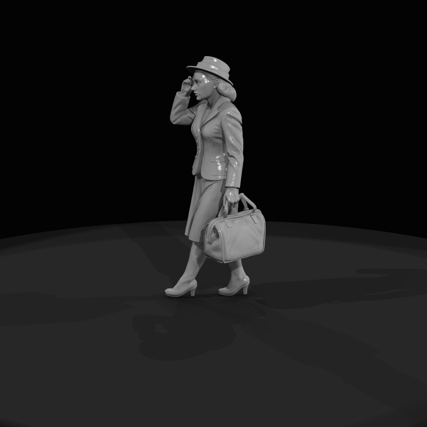 PASSENGERS WITH LUGGAGE WAITING (1950s) Woman