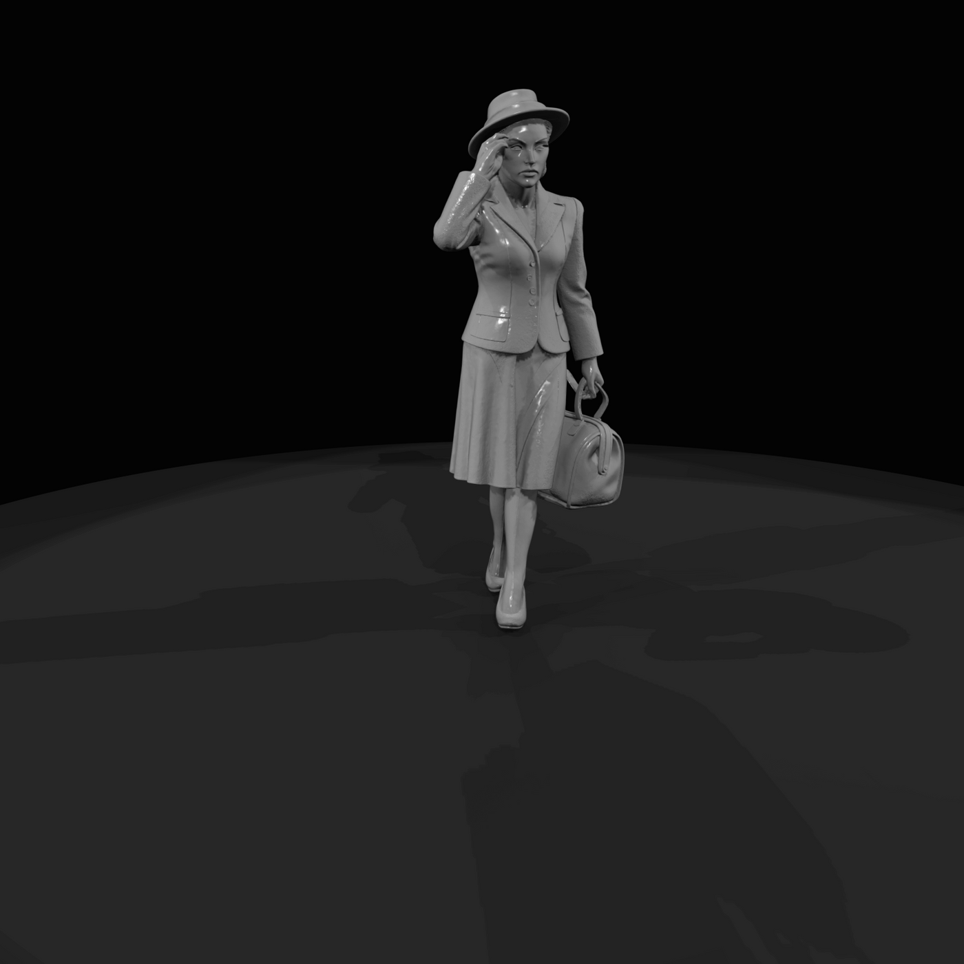 PASSENGERS WITH LUGGAGE WAITING (1950s) Woman