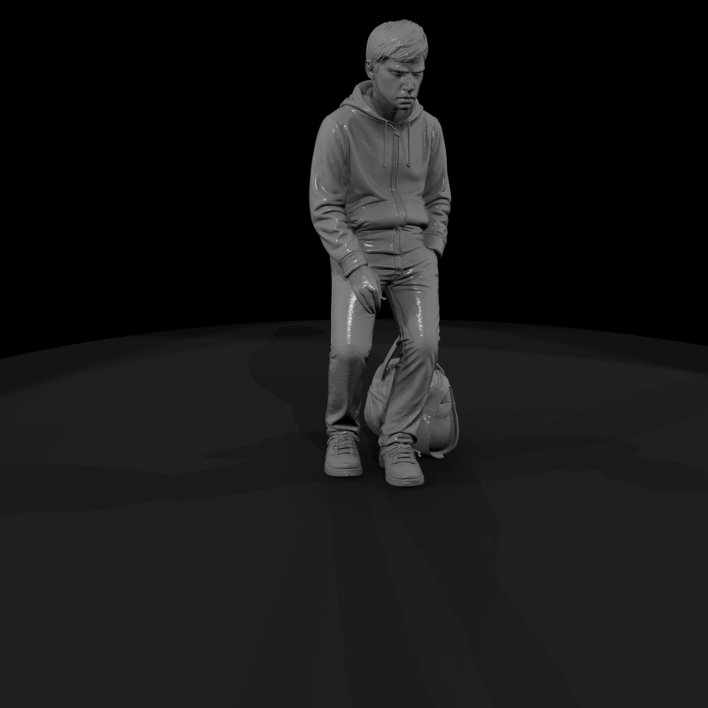 PASSENGERS WITH LUGGAGE WAITING MODERN Teen boy