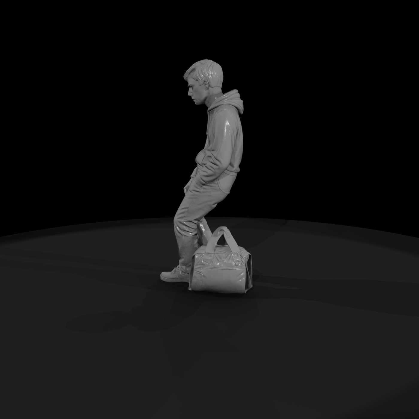 PASSENGERS WITH LUGGAGE WAITING MODERN Teen boy