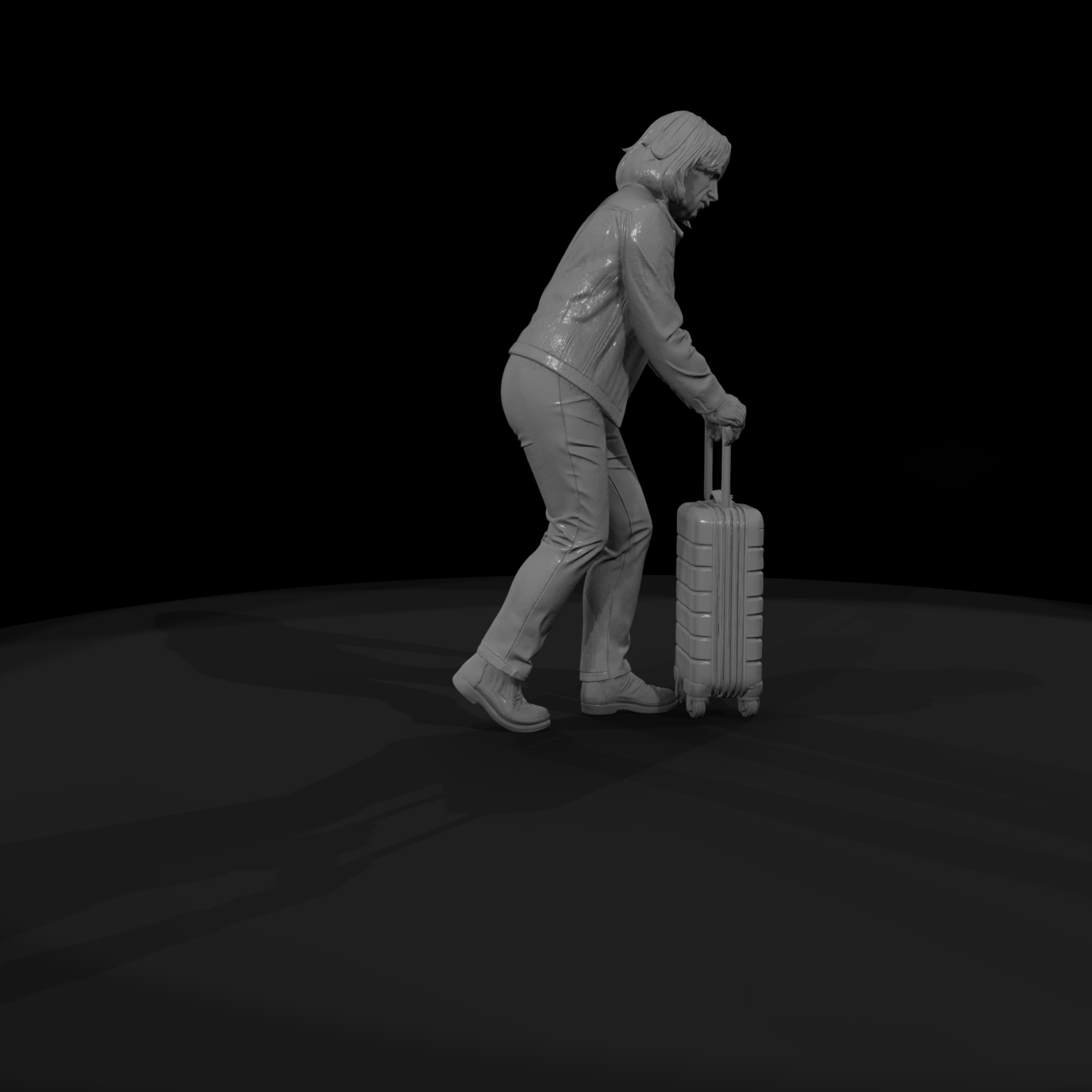 PASSENGERS WITH LUGGAGE WAITING MODERN Woman
