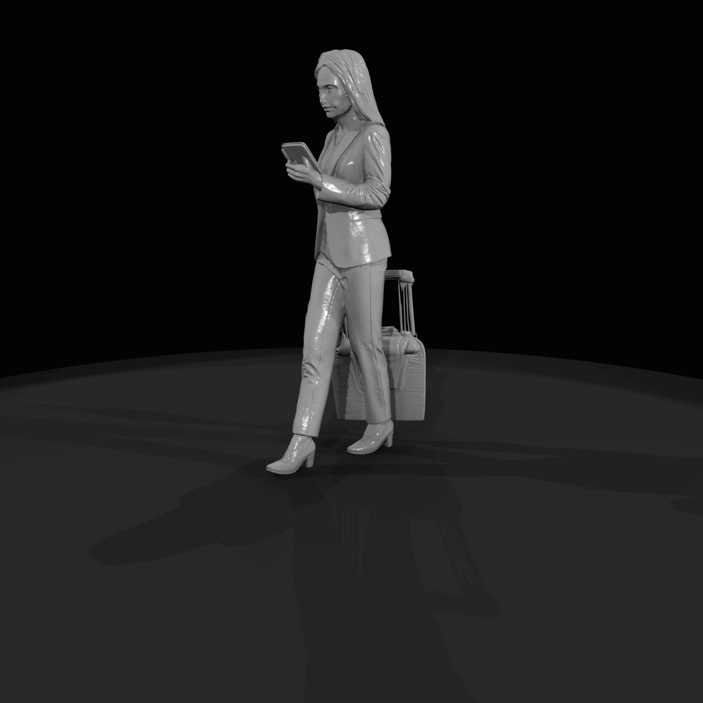 PASSENGERS WITH LUGGAGE WAITING (MODERN) Businesswoman