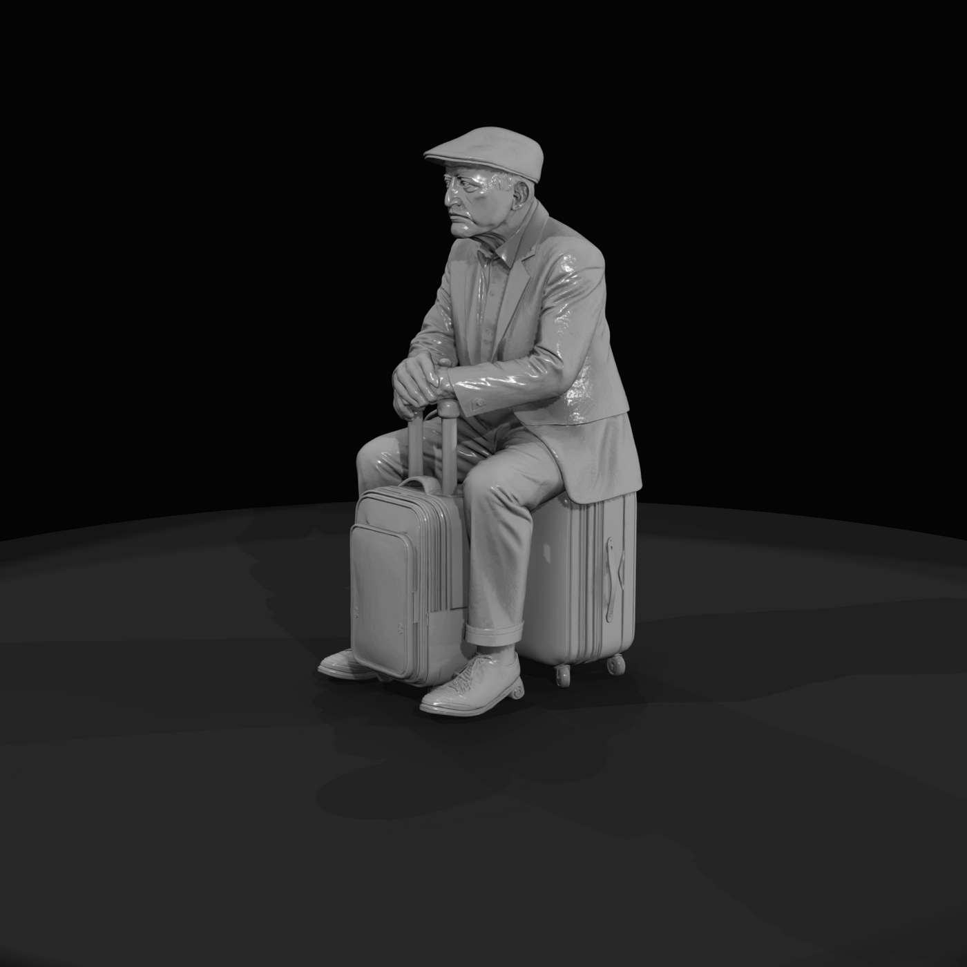 Passenger with Luggage Figure (Modern) — Modern Elderly Man