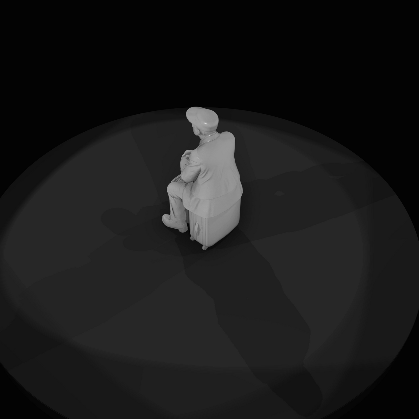 Passenger with Luggage Figure (Modern) — Modern Elderly Man