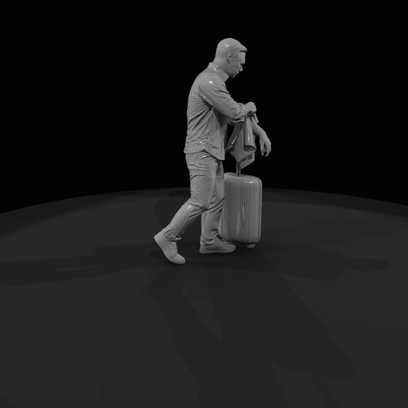 PASSENGERS WITH LUGGAGE WAITING MODERN Man 2