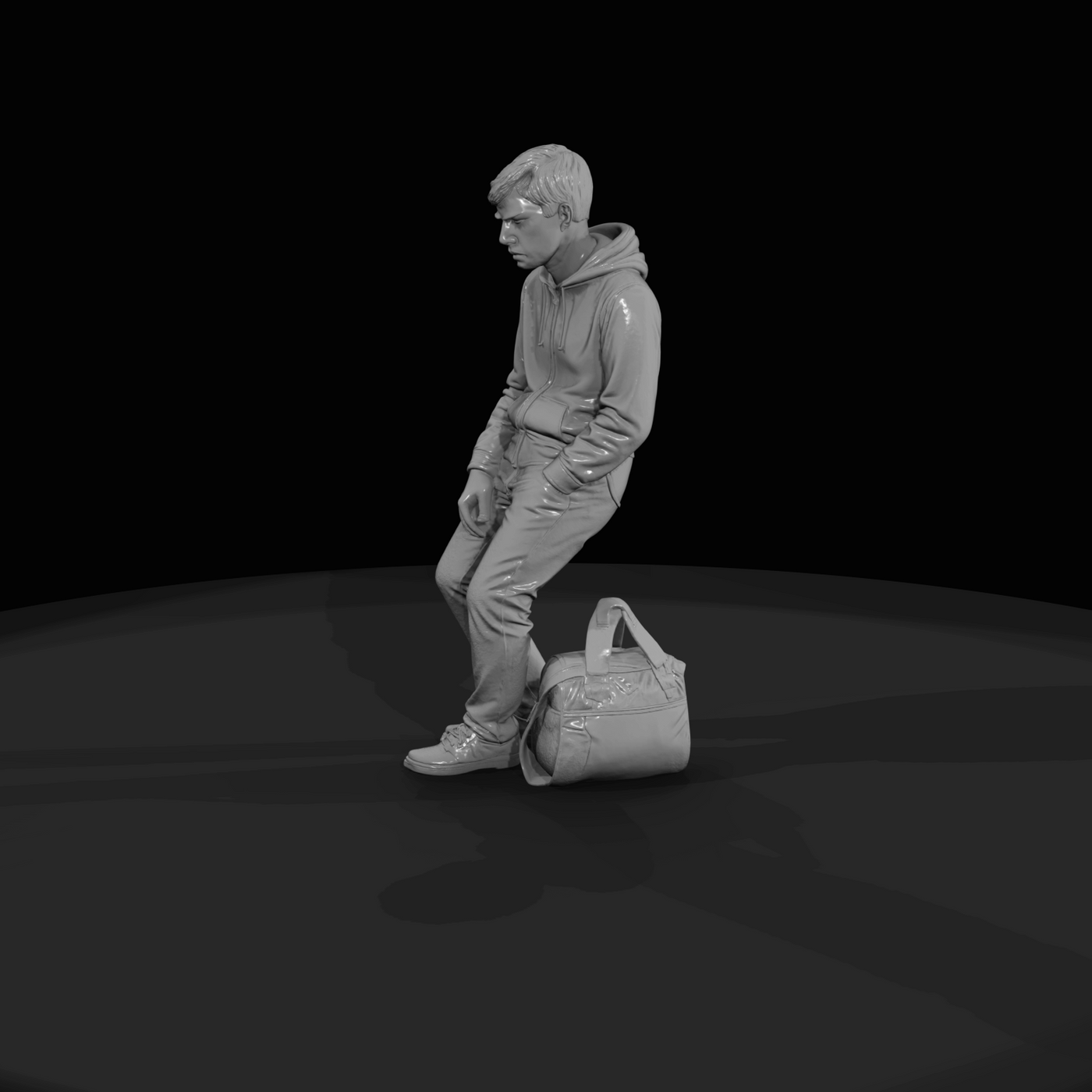 PASSENGERS WITH LUGGAGE WAITING MODERN Teen boy