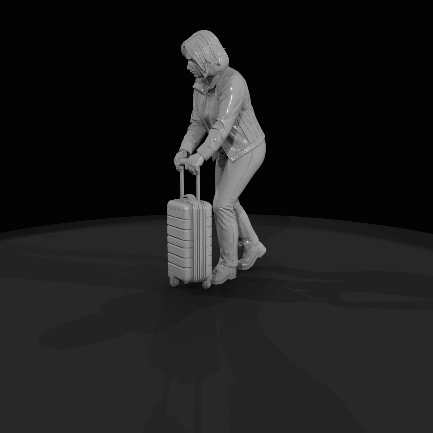 PASSENGERS WITH LUGGAGE WAITING MODERN Woman