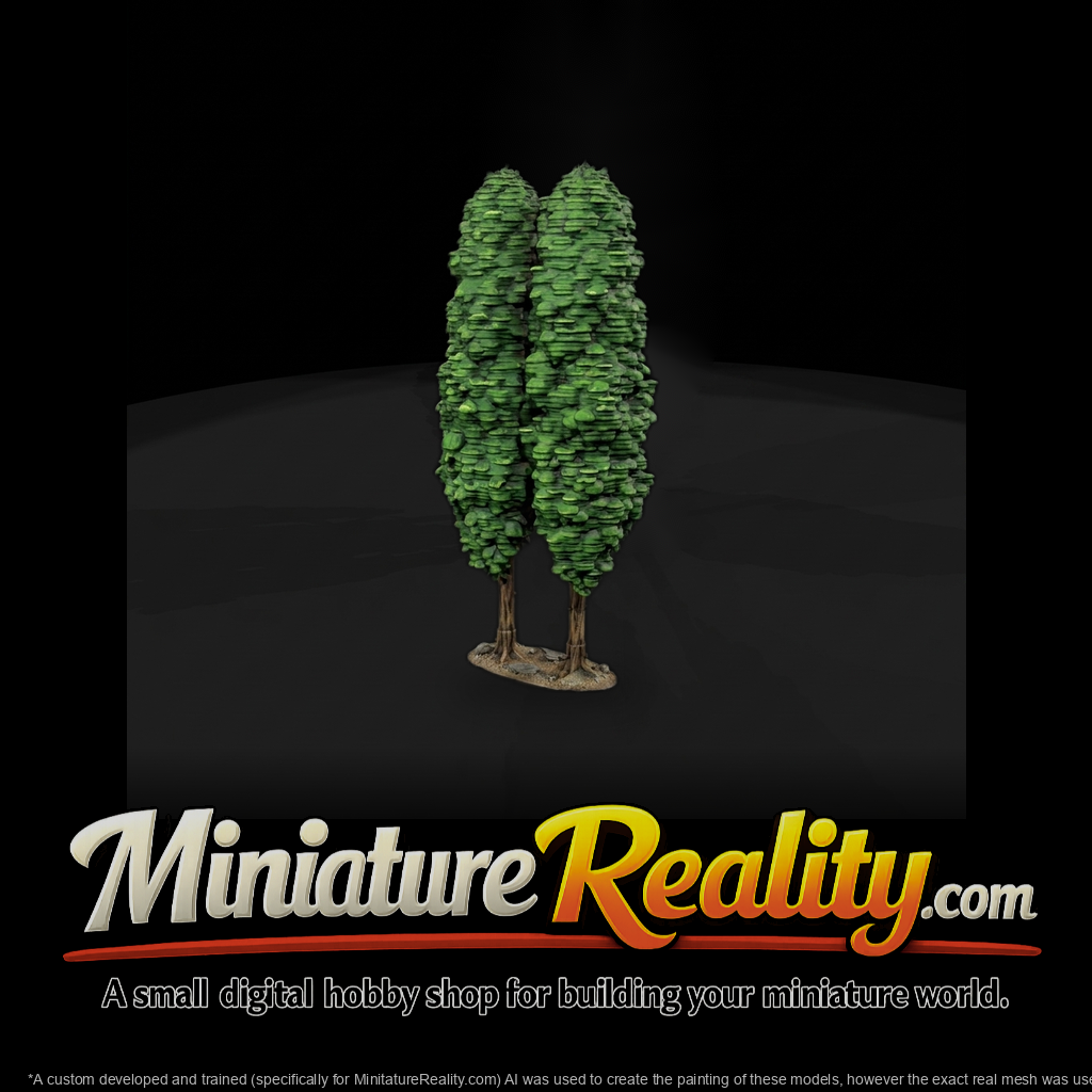 Pair of Stylized Columnar Trees