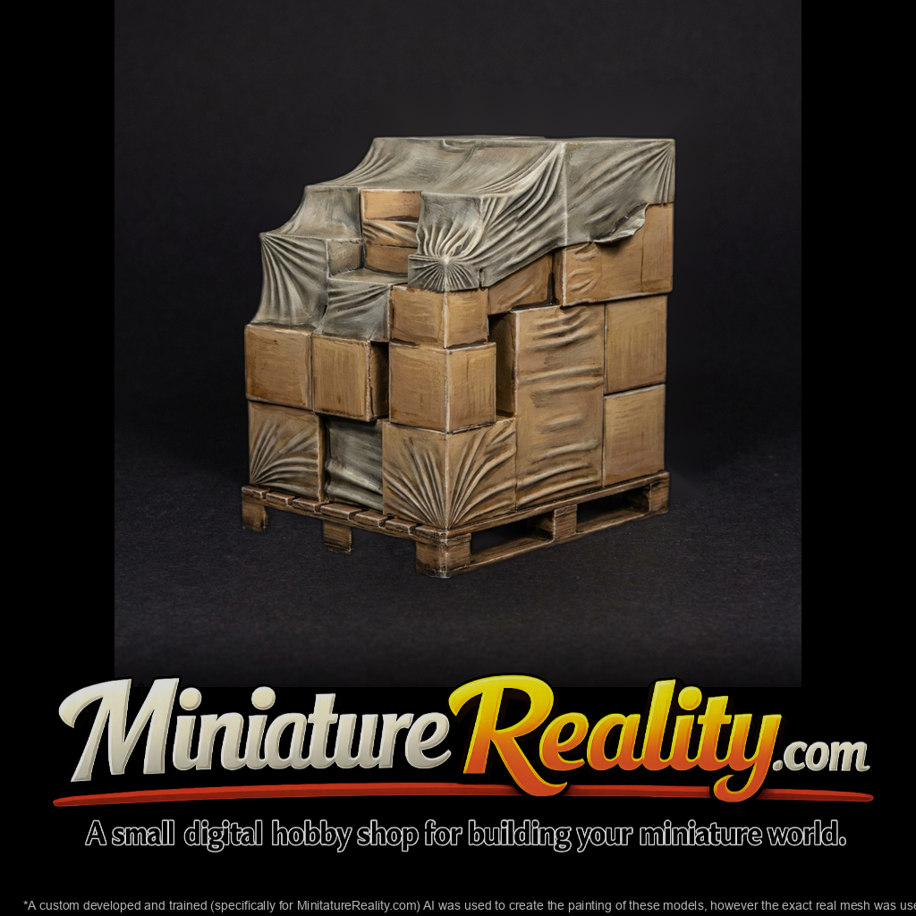 Pallet with Stacked Shipping Boxes and Cover