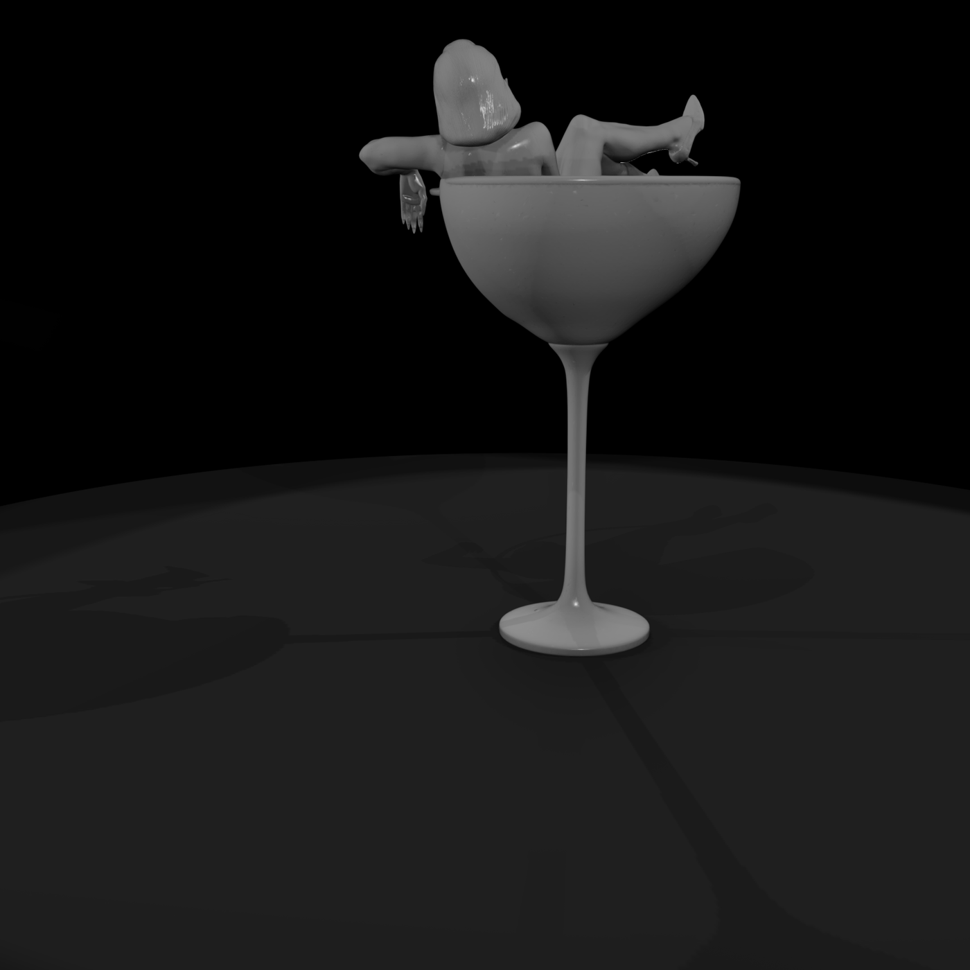Pinup in Martini Glass — diorama figure
