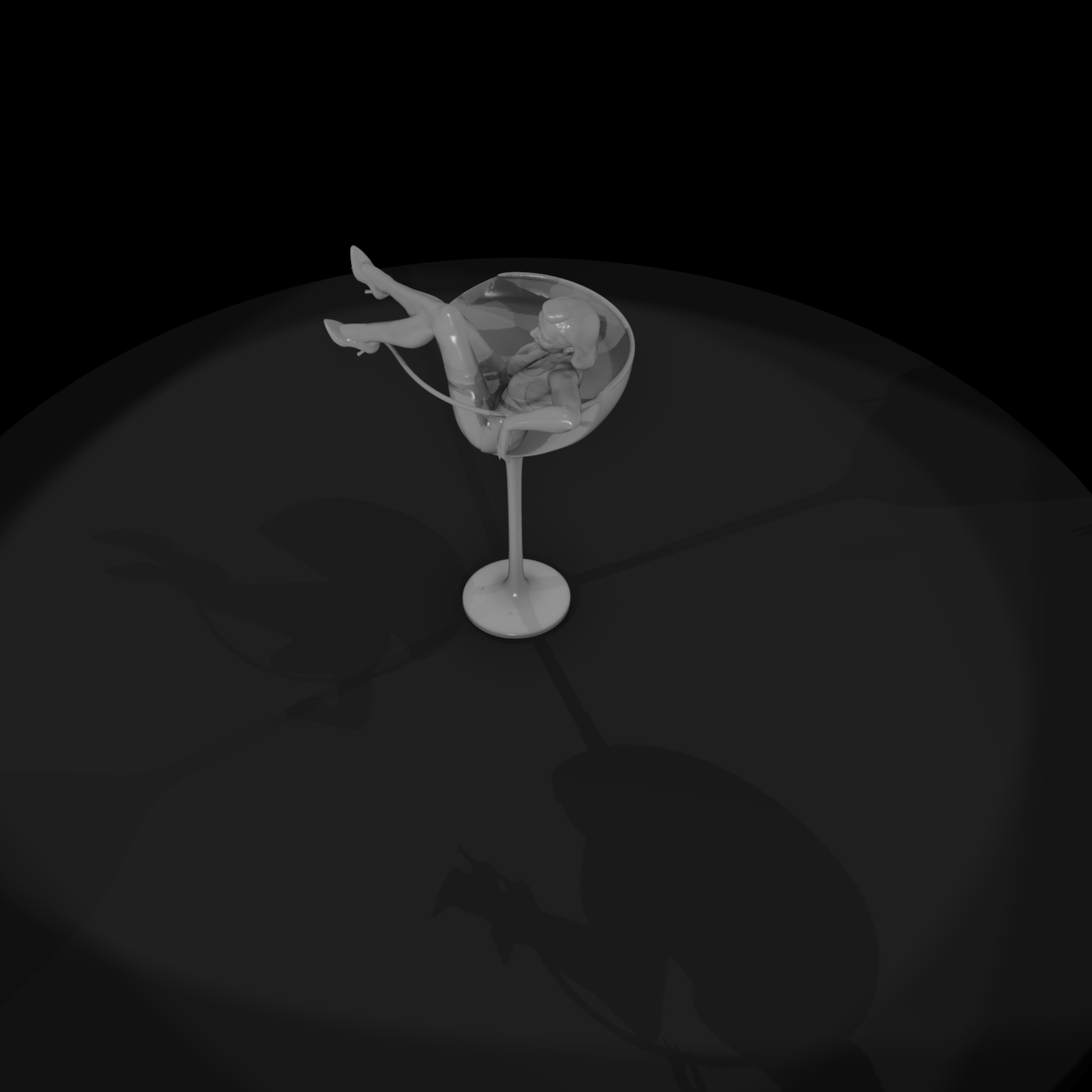 Pinup in Martini Glass — diorama figure