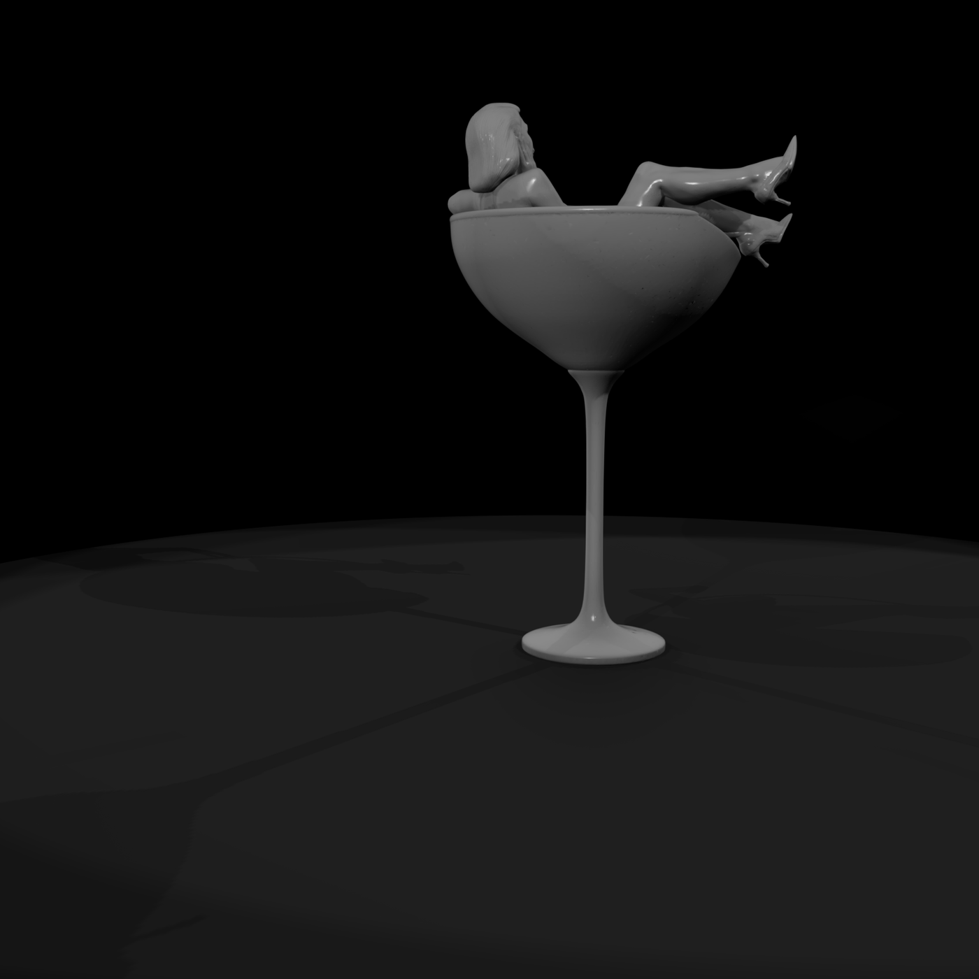Pinup in Martini Glass — diorama figure