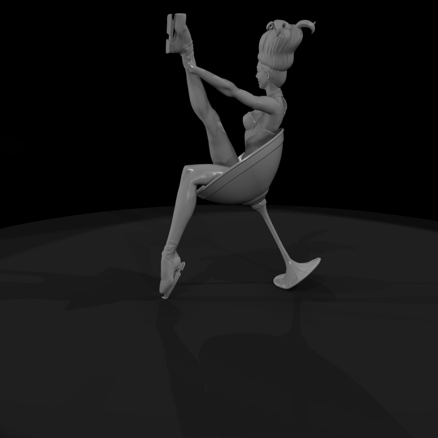 Pinup showgirl in cocktail glass diorama figure