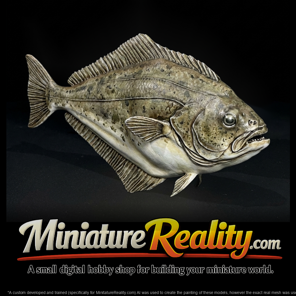 Realistic Halibut Flatfish & Display