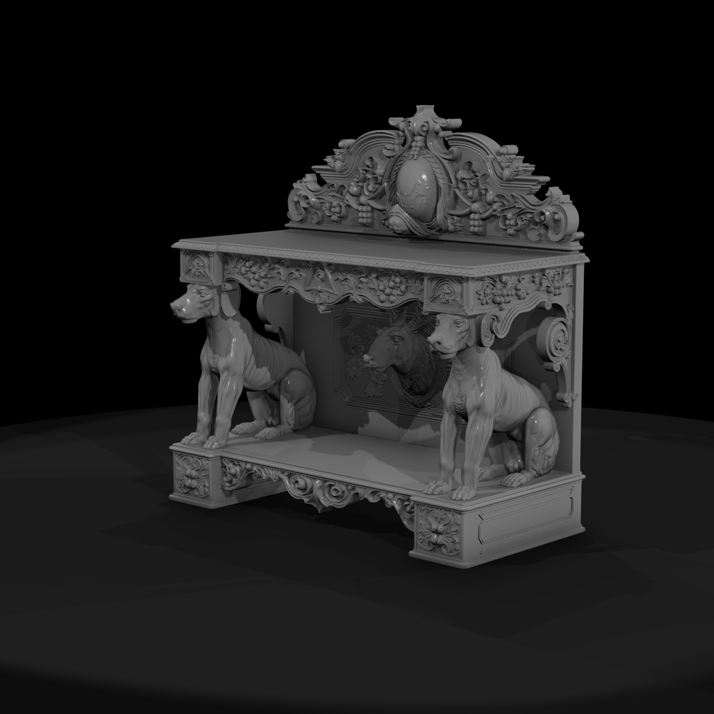 Rococo Hunting Console Bench - Ornate Miniature for Dioramas