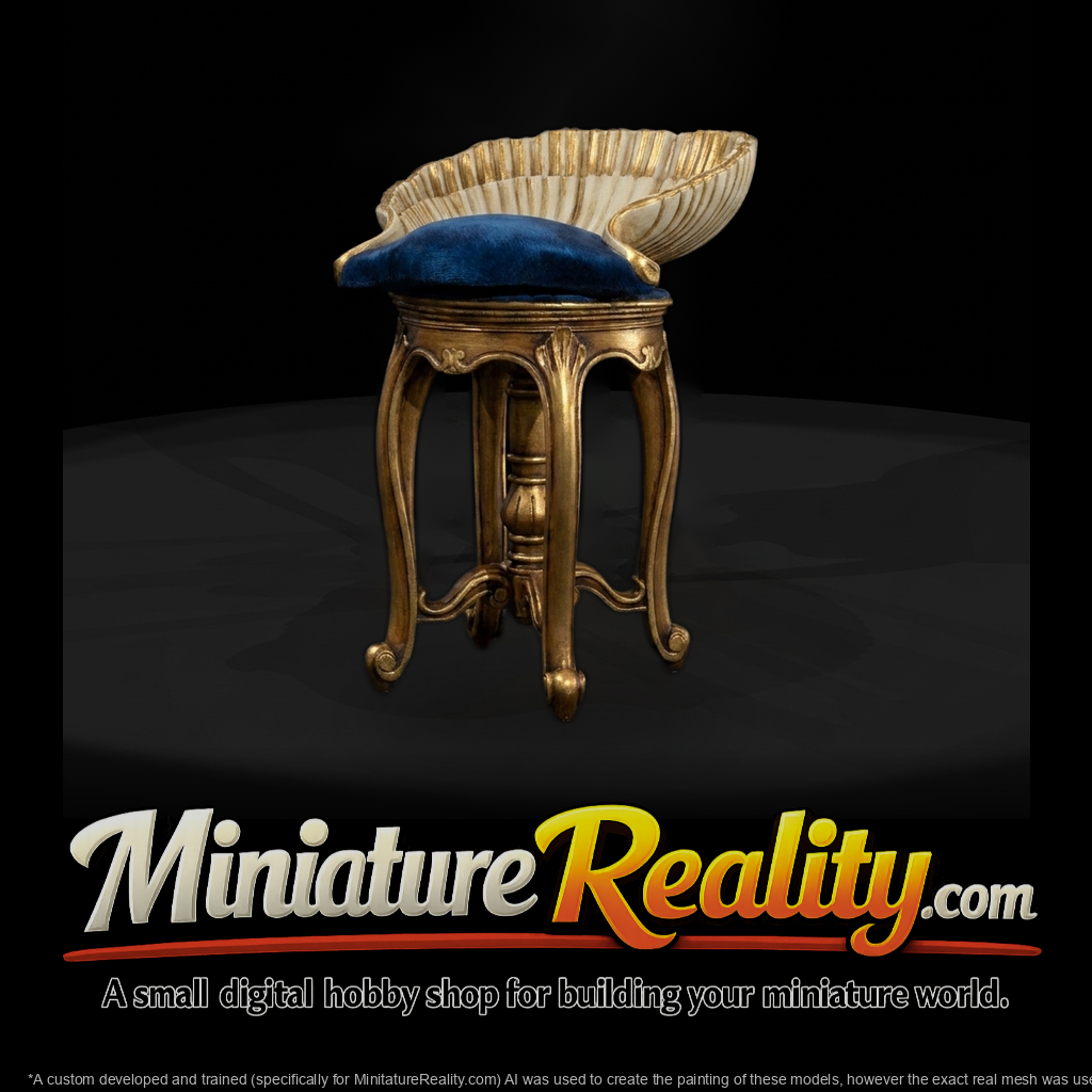 Rococo shell vanity stool — & layout prop