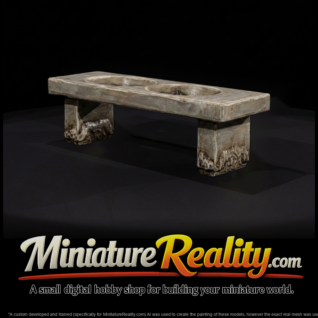 Rustic stone dual-sink vanity bench