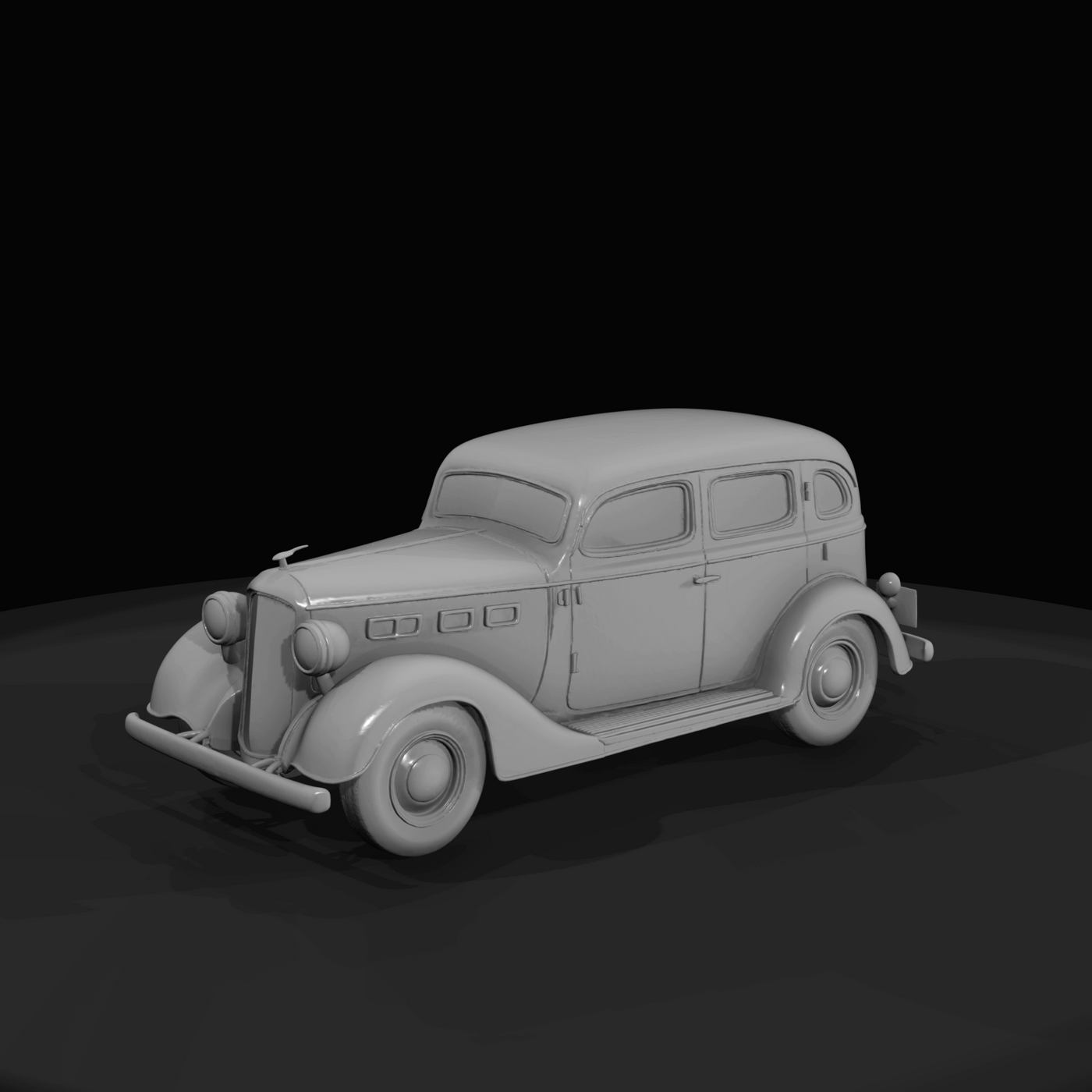 Automobile (likely 1930s-style four-door sedan)
