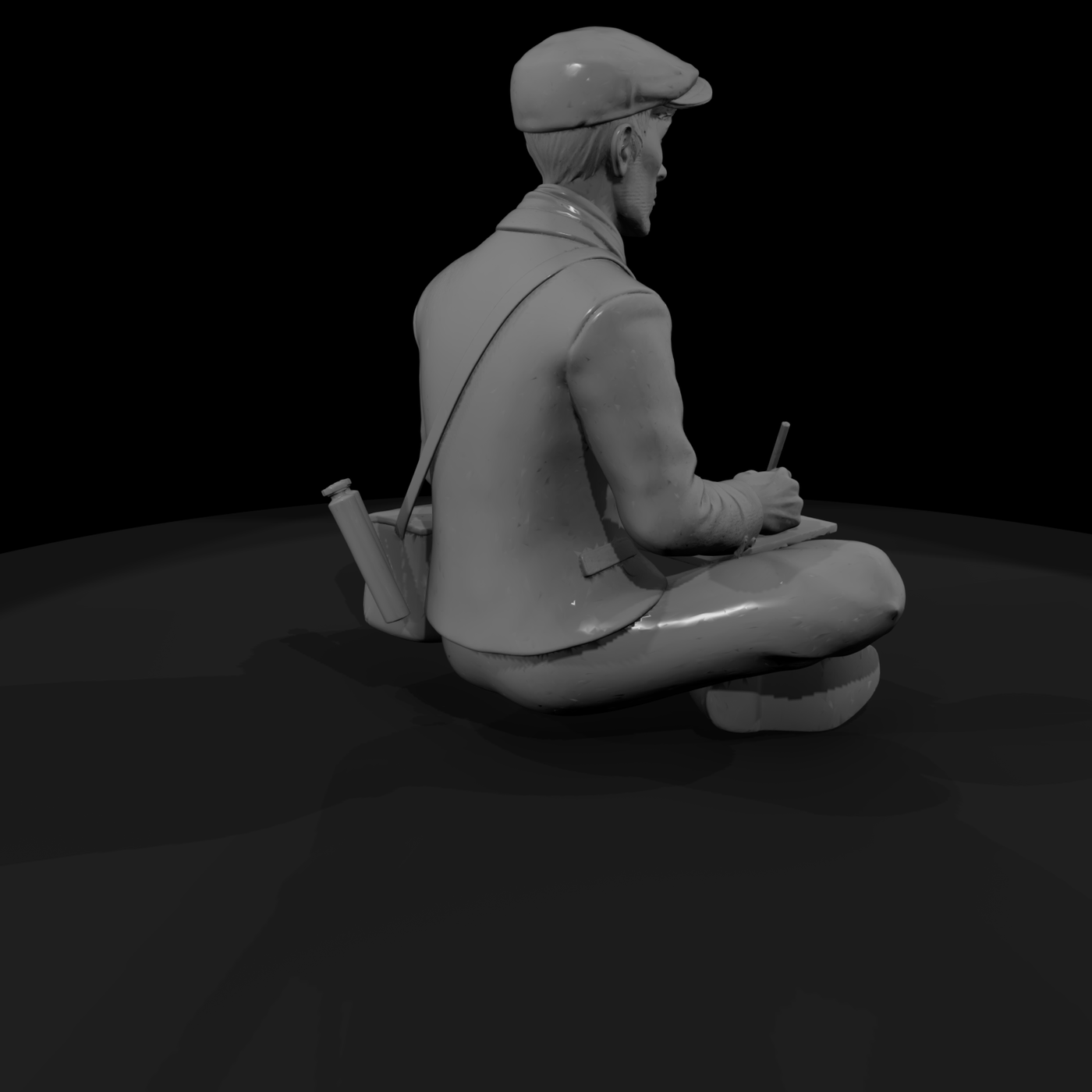 Seated Sketching Artist Figure for Dioramas