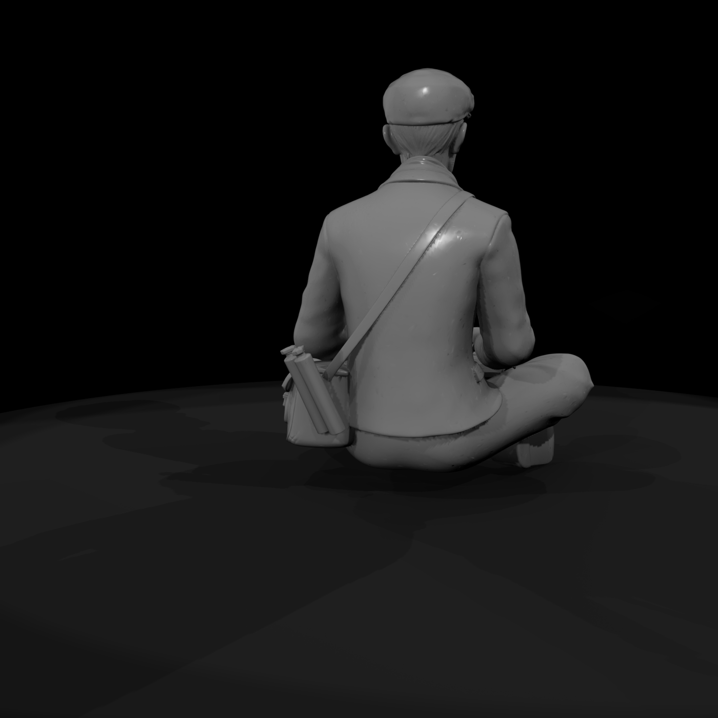 Seated Sketching Artist Figure for Dioramas