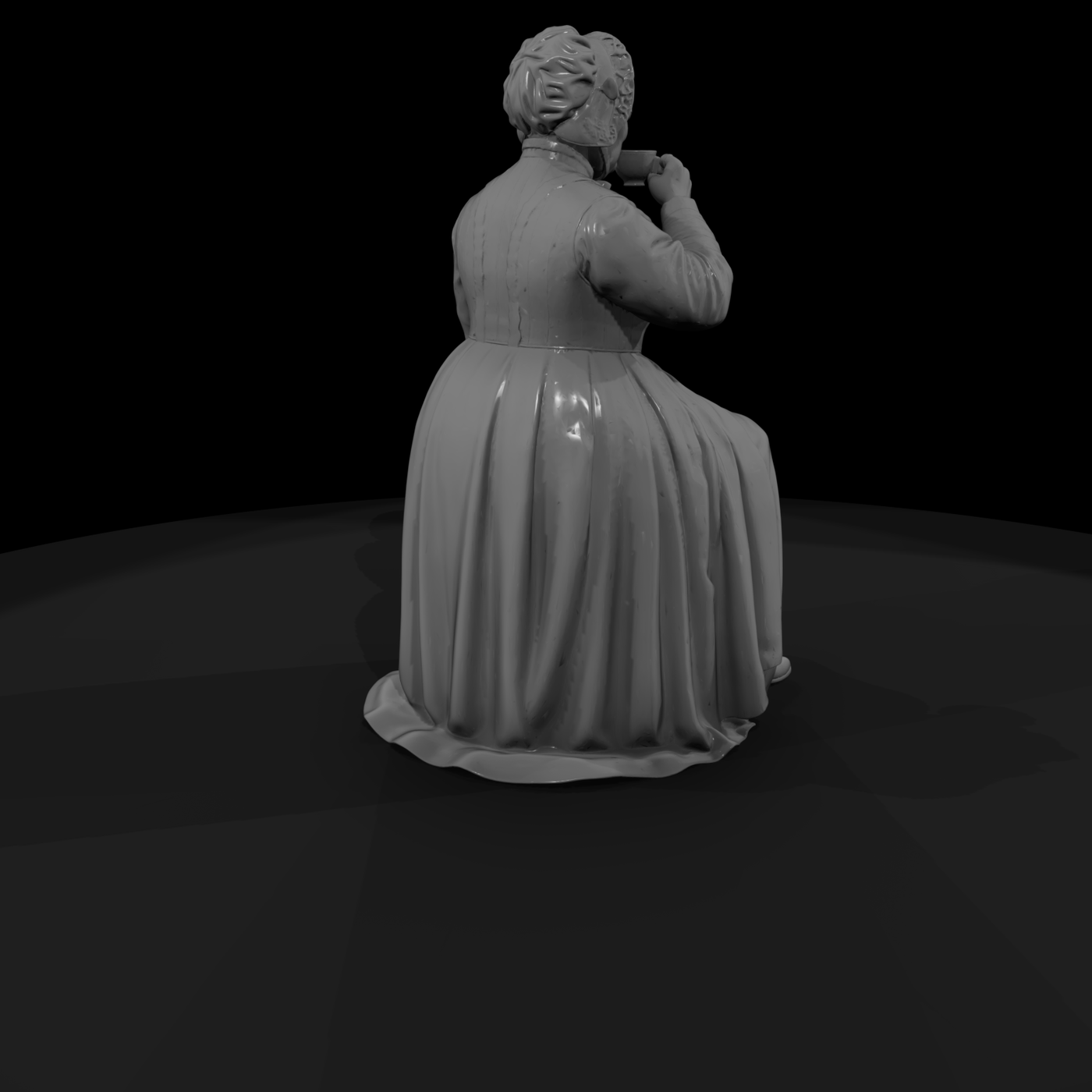 Seated Victorian Lady Drinking Tea Figure for Diorama 1:8