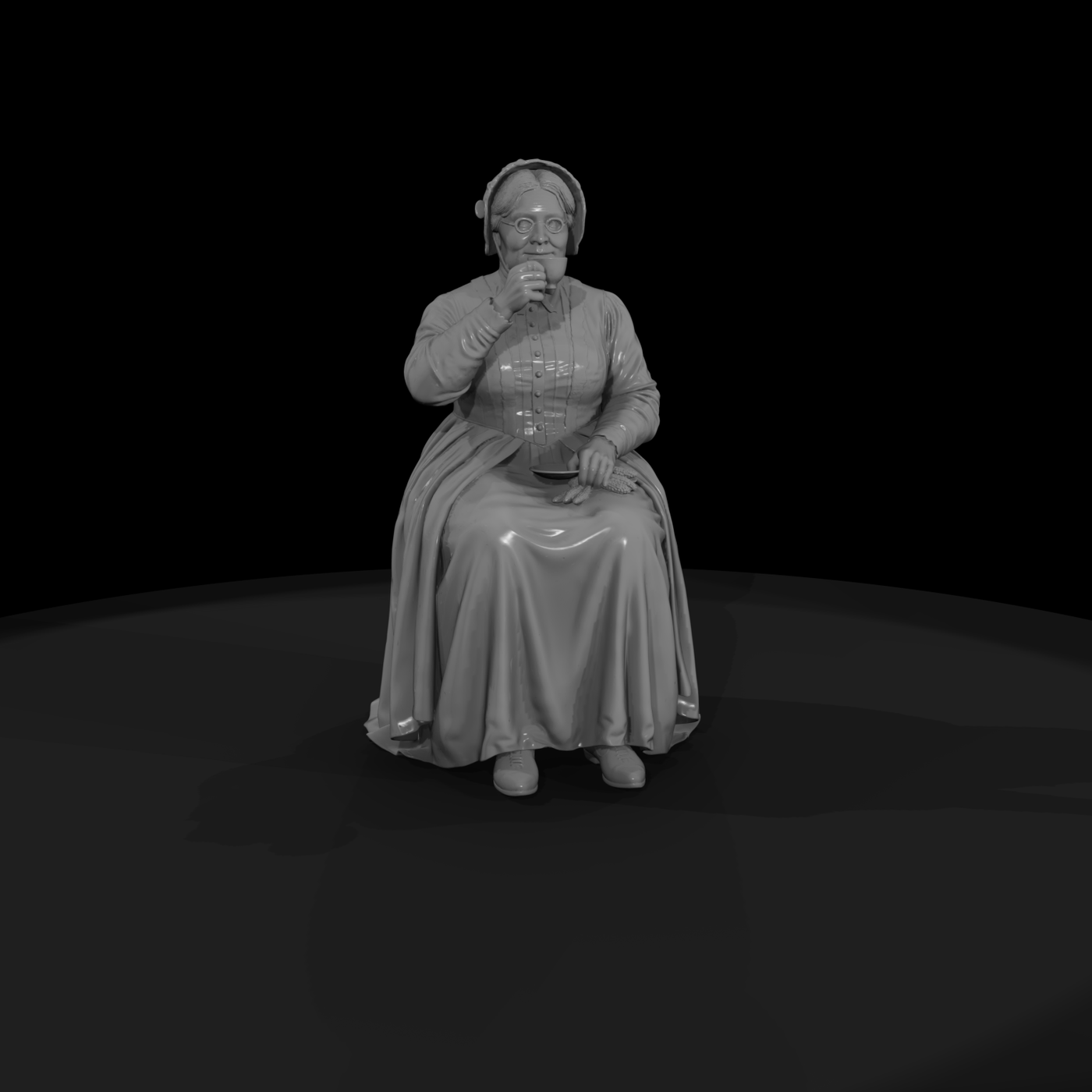 Seated Victorian Lady Drinking Tea Figure for Diorama 1:8