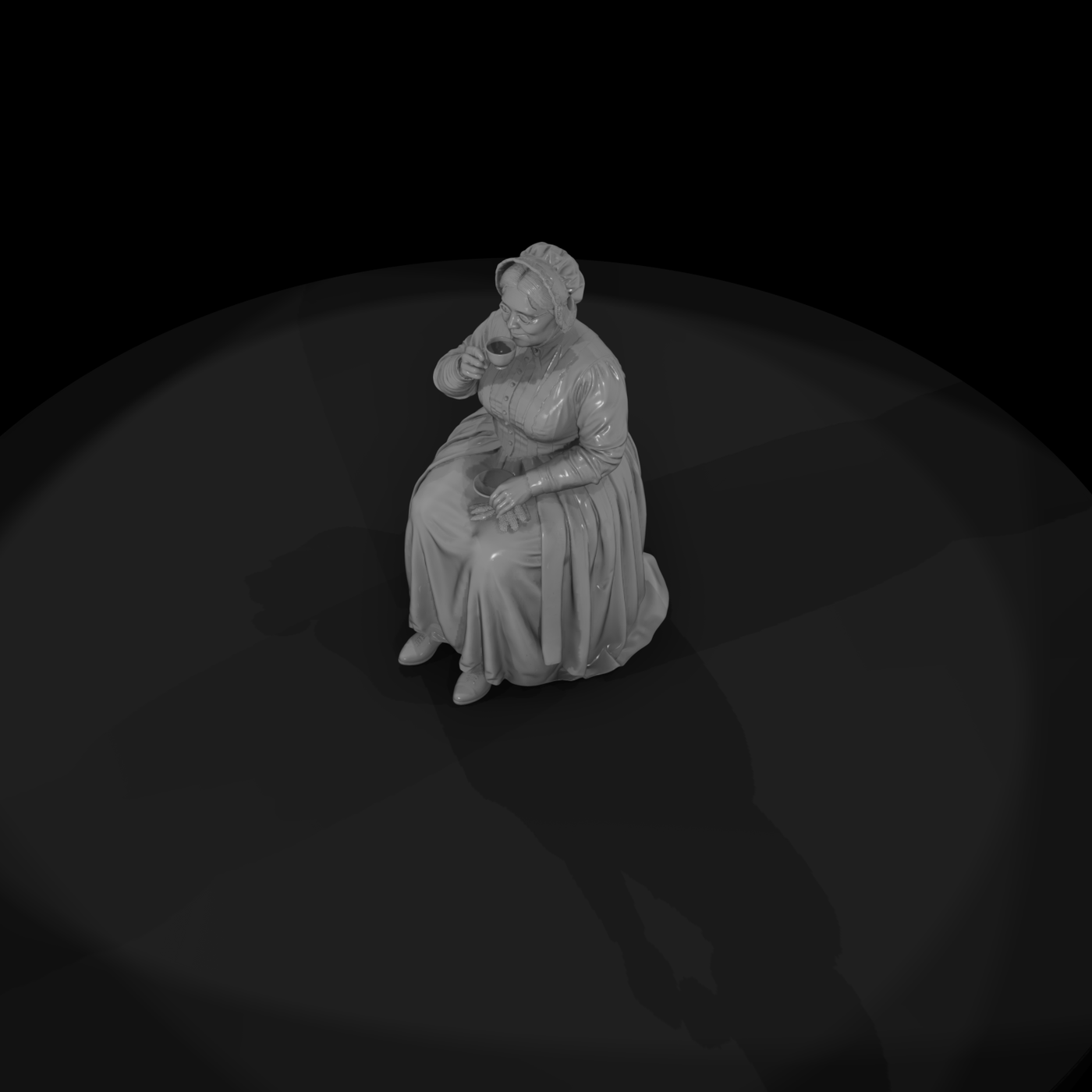 Seated Victorian Lady Drinking Tea Figure for Diorama 1:8