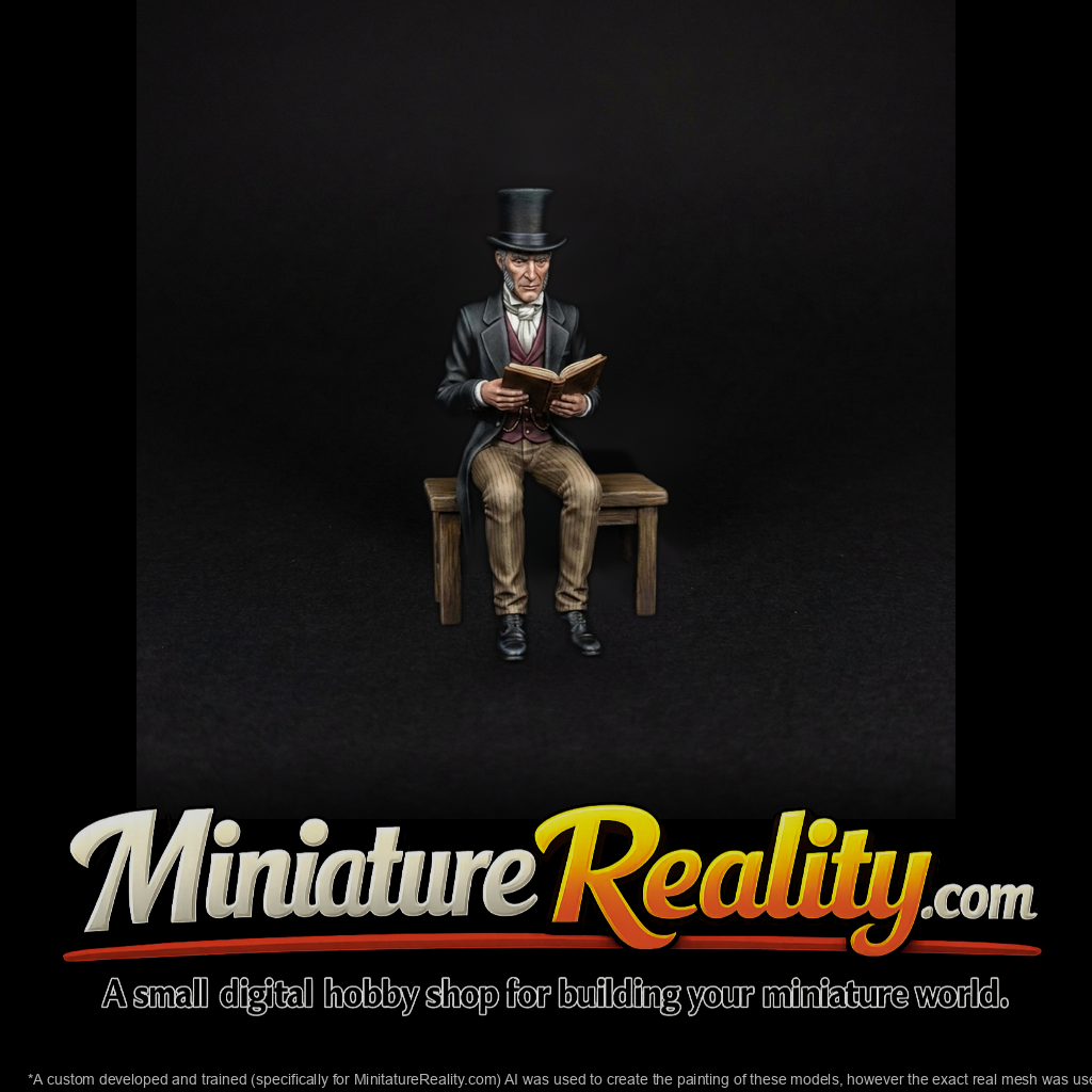 Seated Victorian gentleman figure for diorama