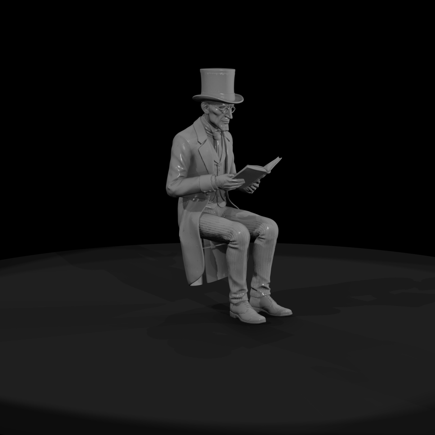 Seated Victorian gentleman figure for diorama
