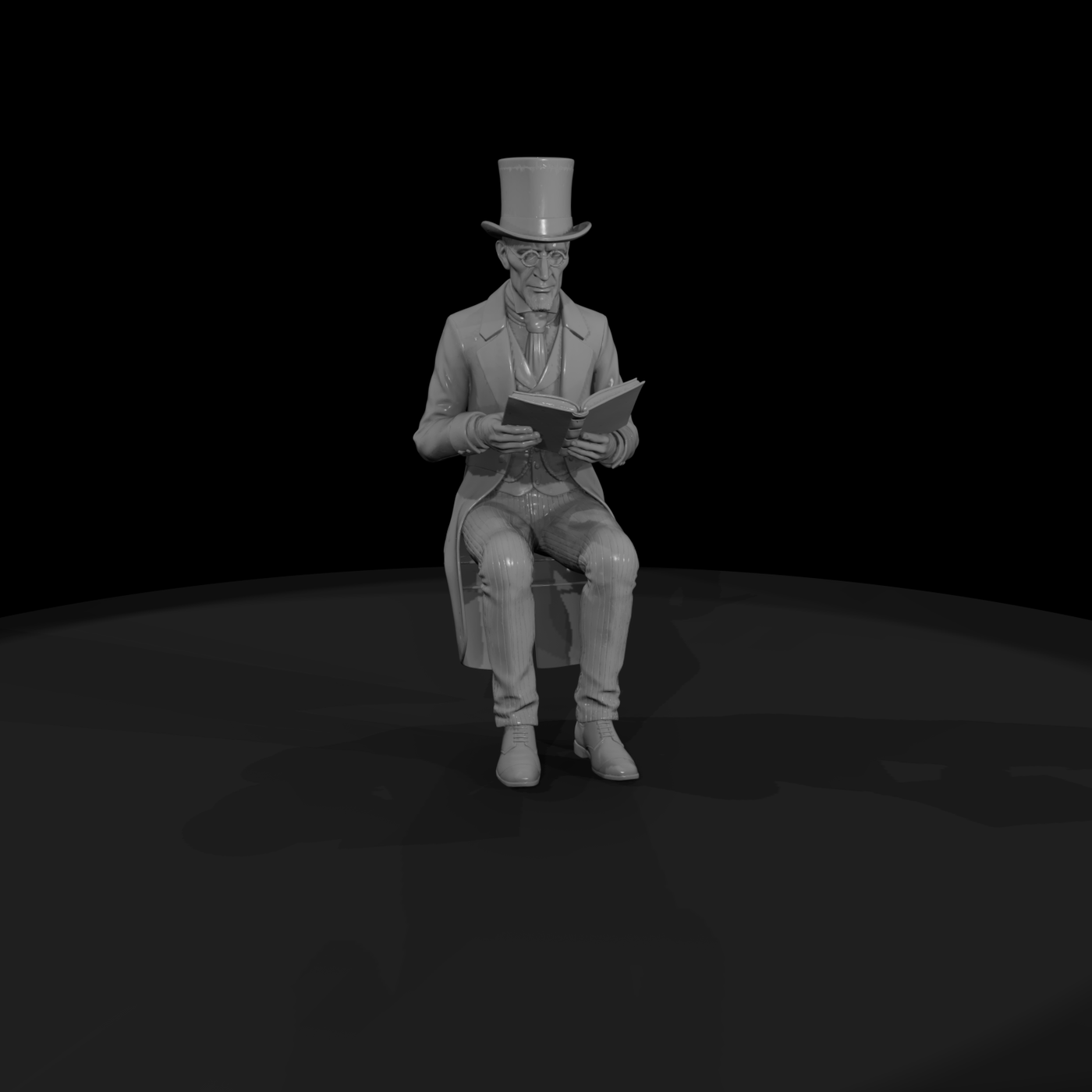 Seated Victorian gentleman figure for diorama