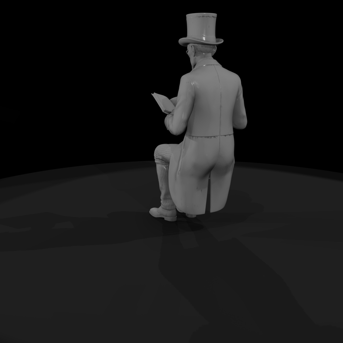 Seated Victorian gentleman figure for diorama
