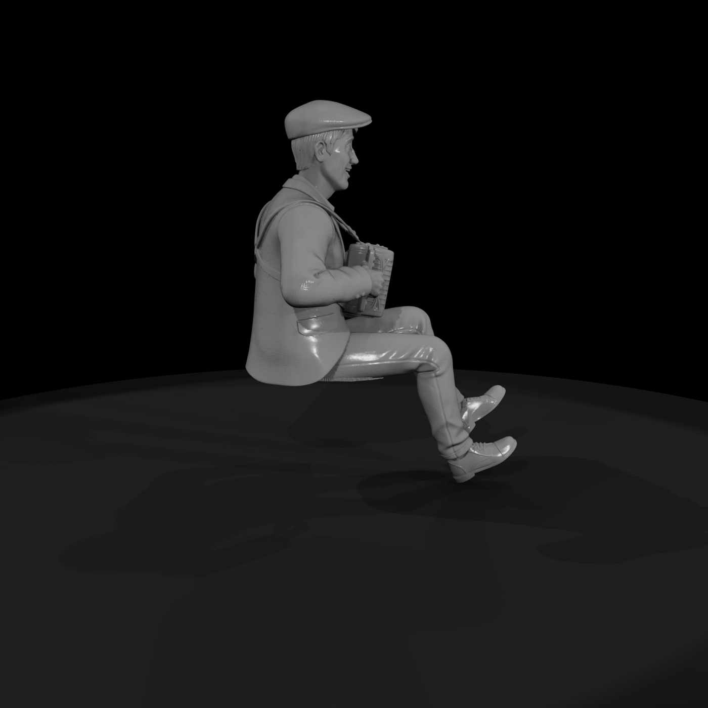Seated accordion player for dioramas