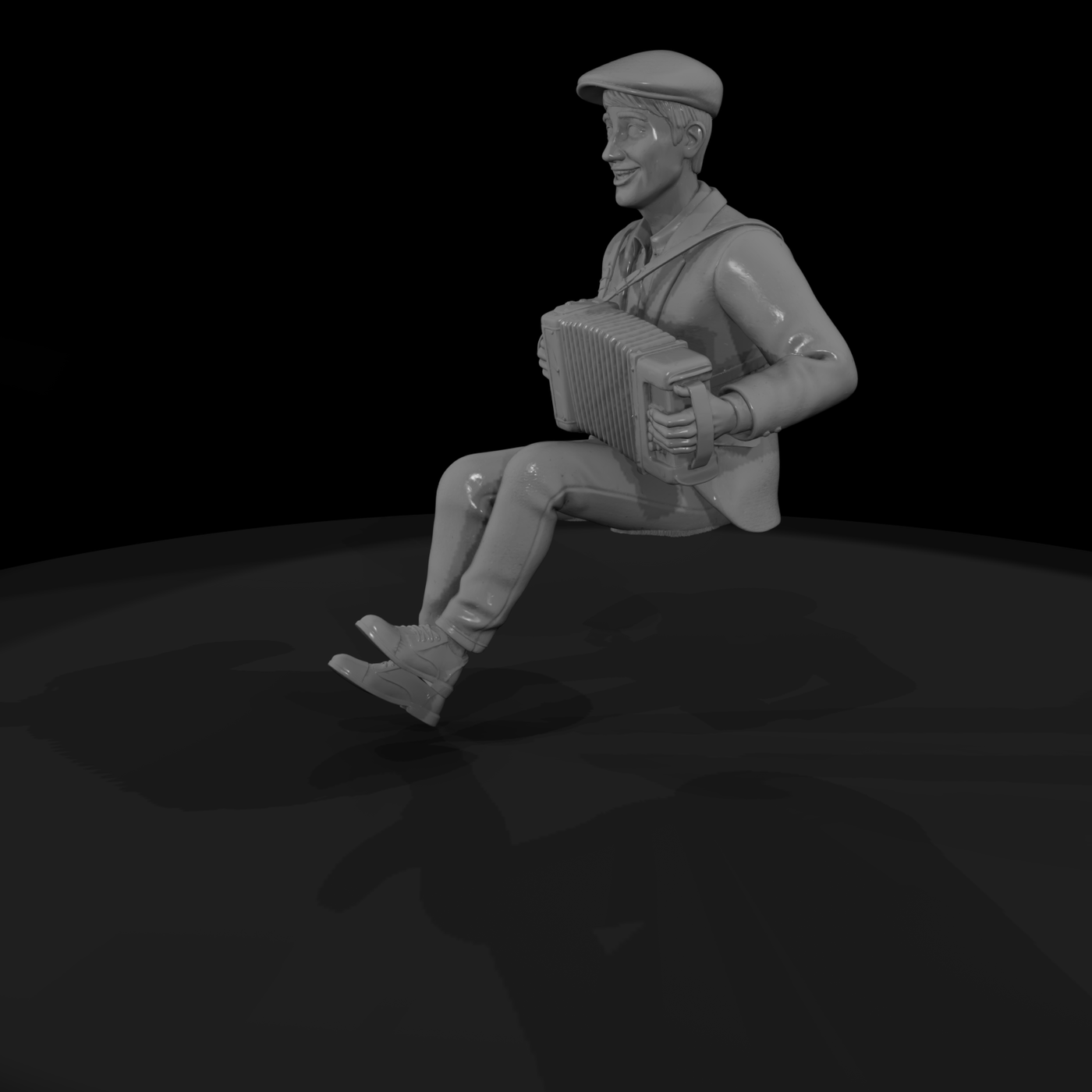 Seated accordion player for dioramas