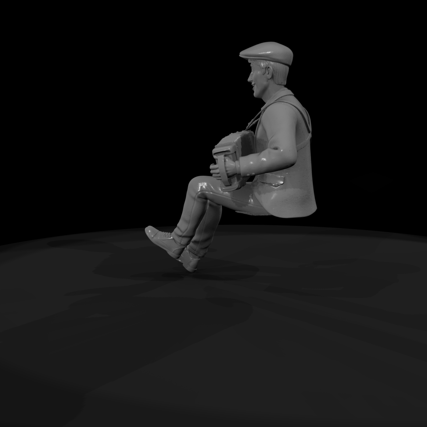 Seated accordion player for dioramas