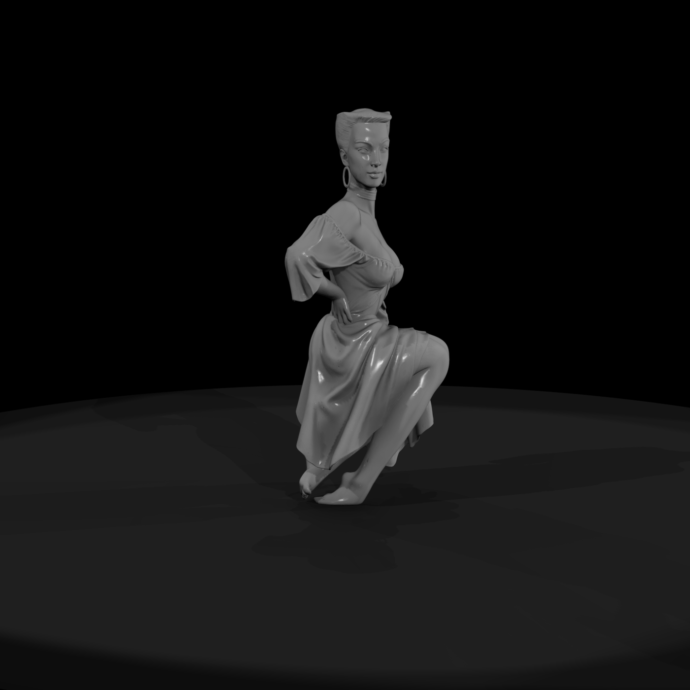Seated pin-up female figure for diorama