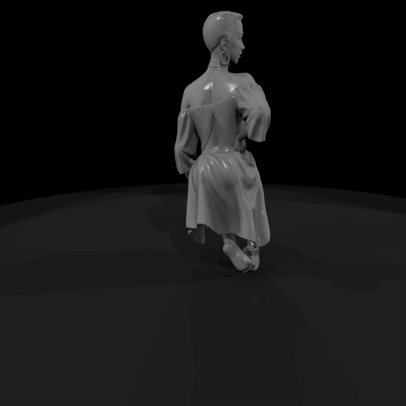 Seated pin-up female figure for diorama
