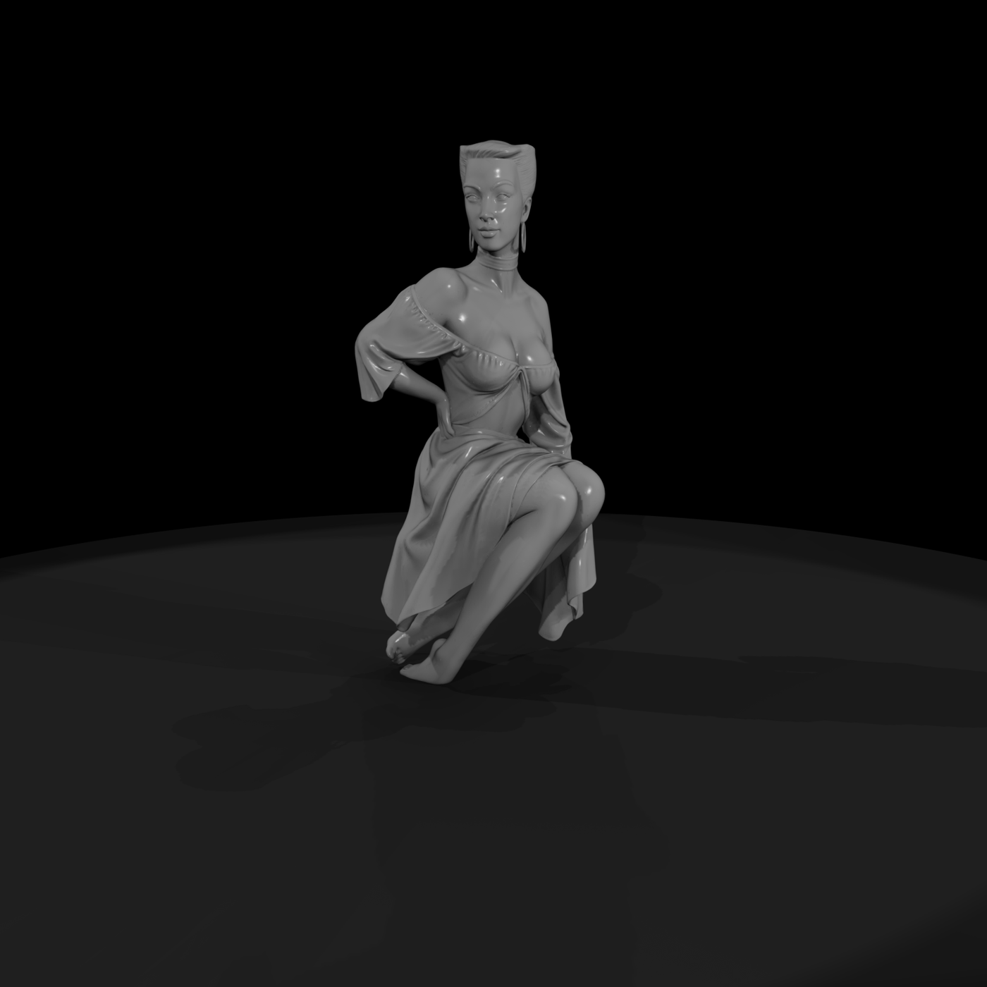 Seated pin-up female figure for diorama