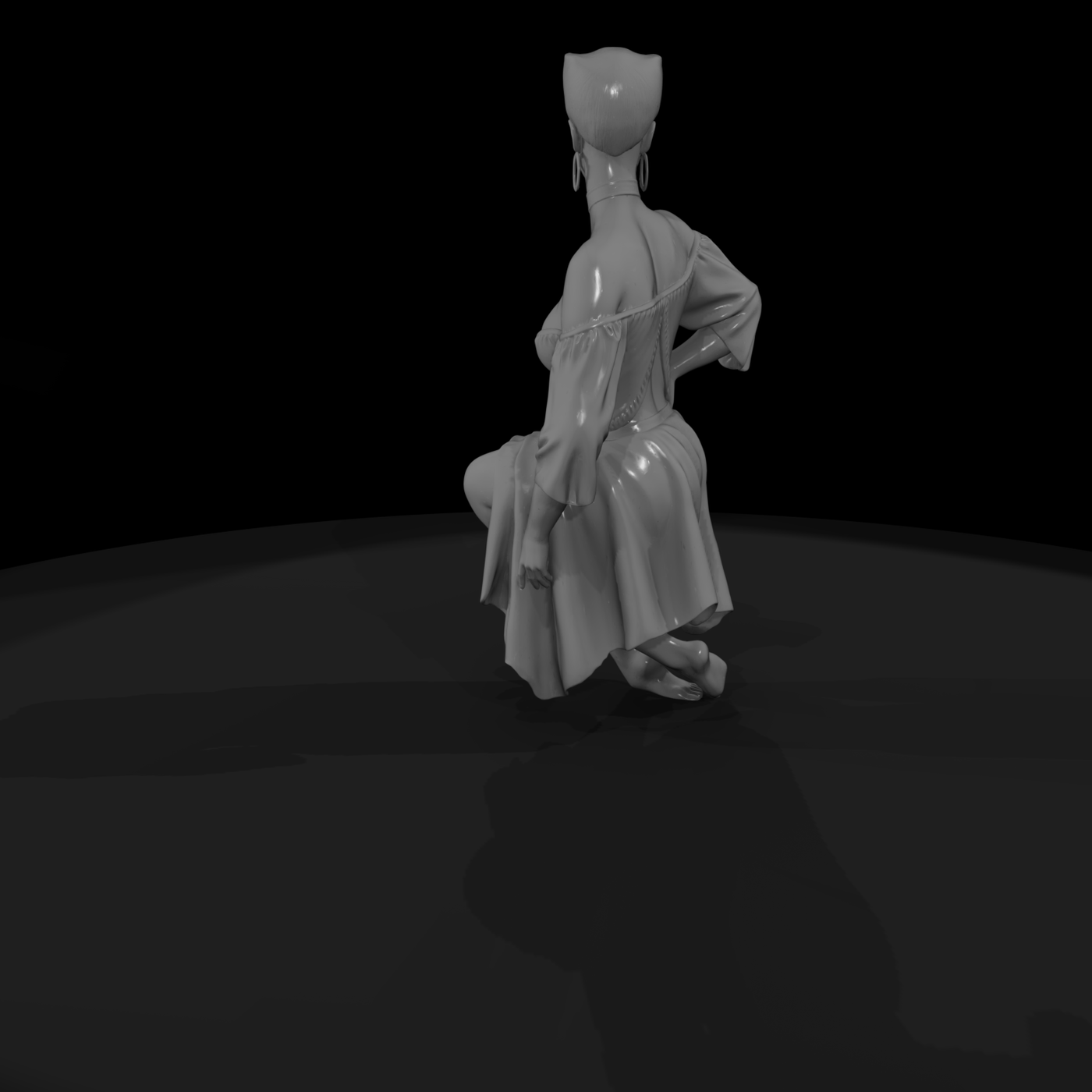 Seated pin-up female figure for diorama