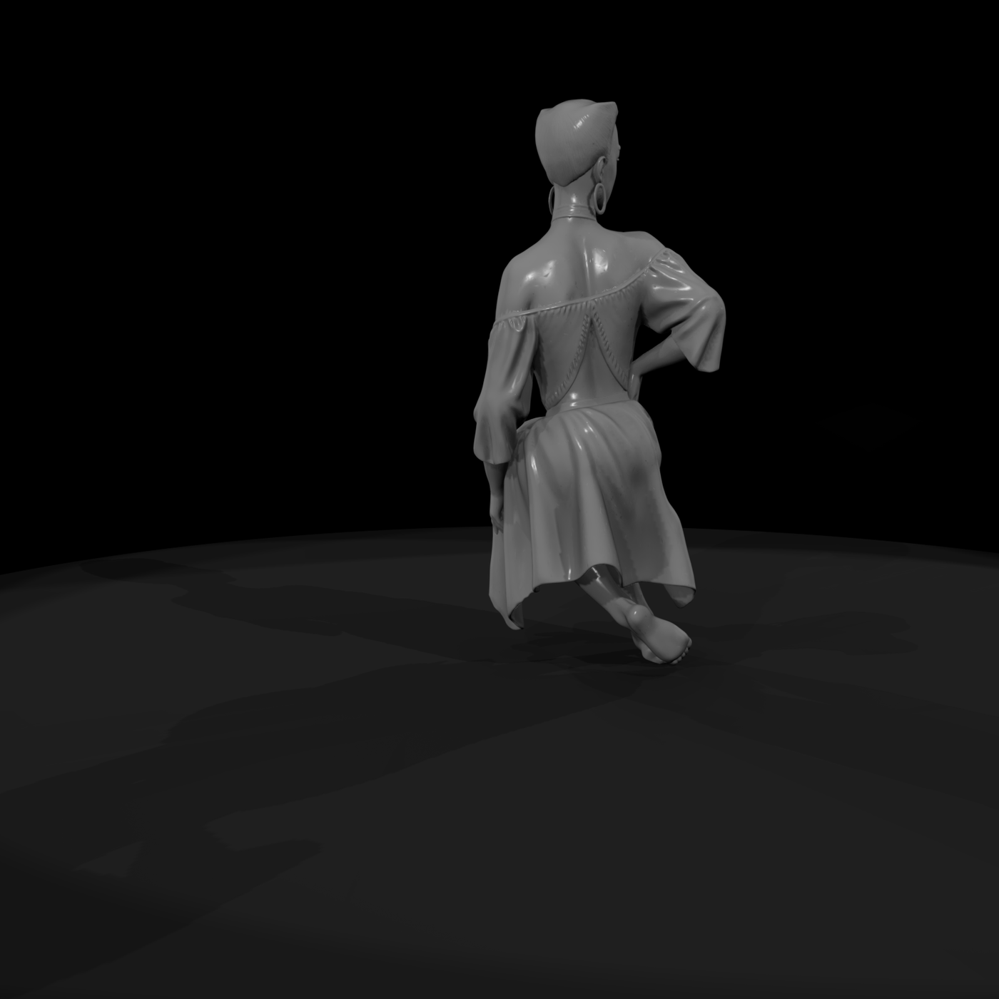 Seated pin-up female figure for diorama
