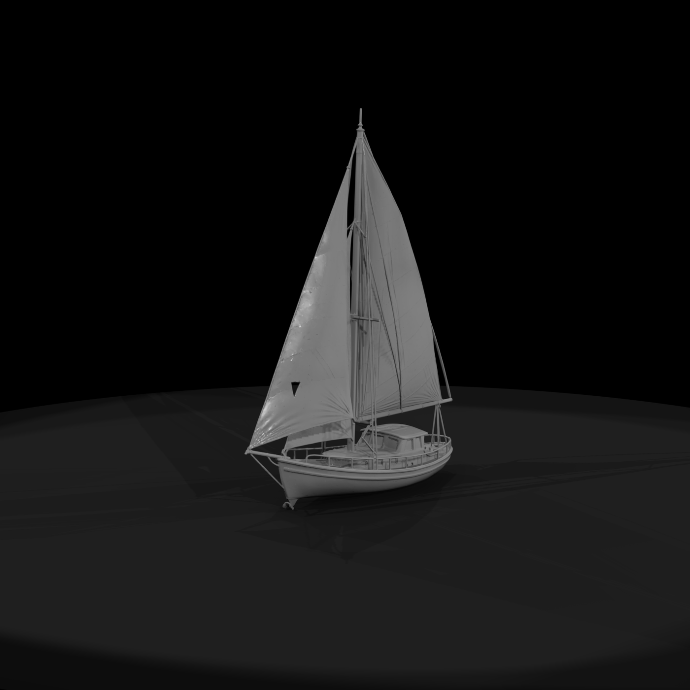 Sloop Cabin Sailboat — Diorama Yacht Prop