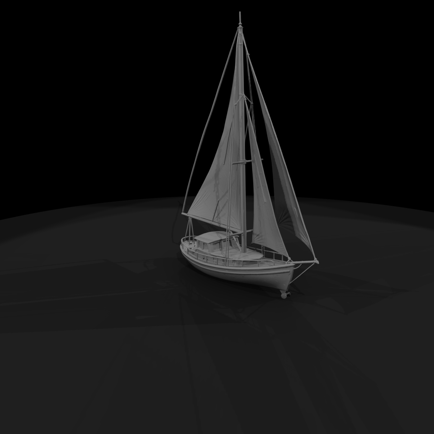 Sloop Cabin Sailboat — Diorama Yacht Prop