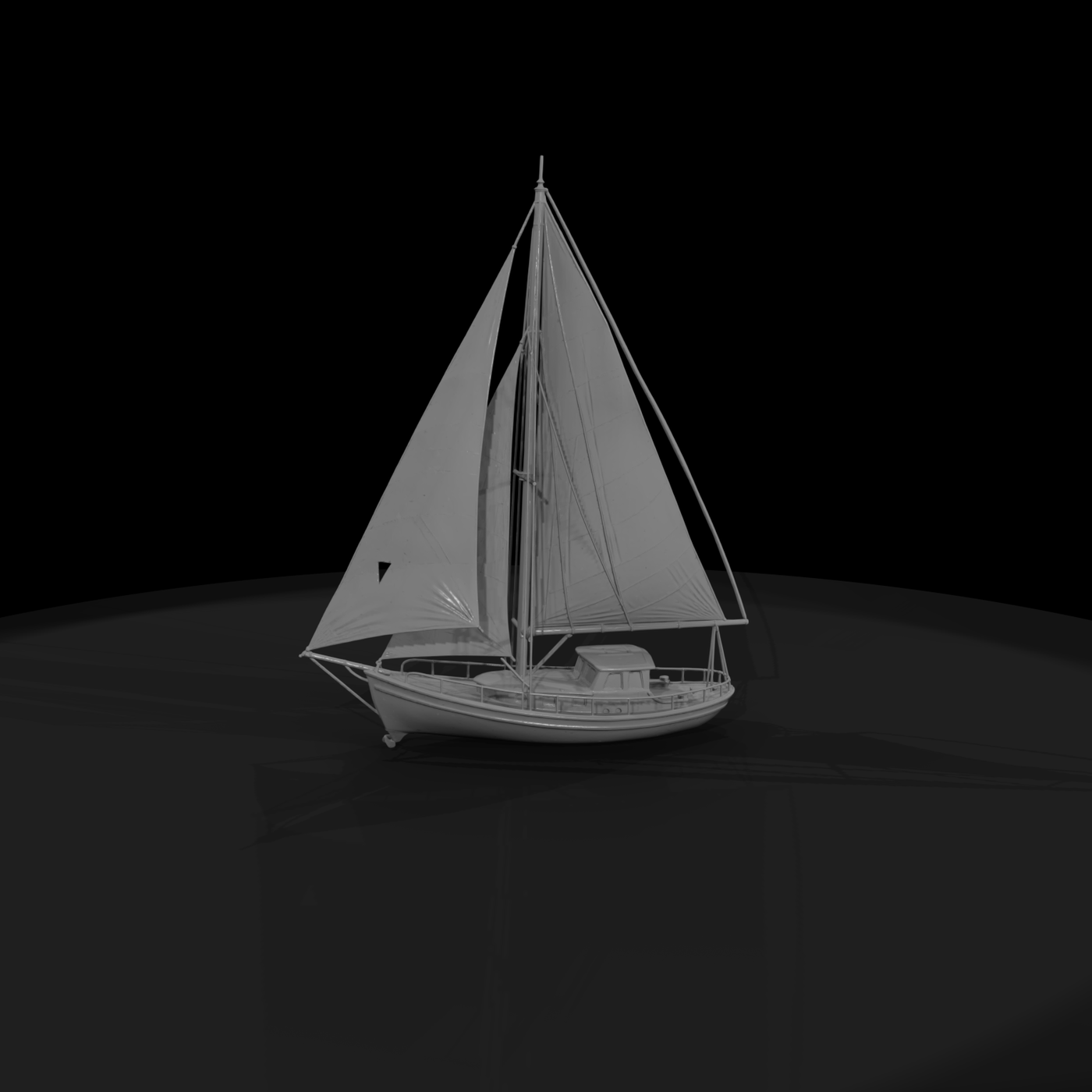 Sloop Cabin Sailboat — Diorama Yacht Prop