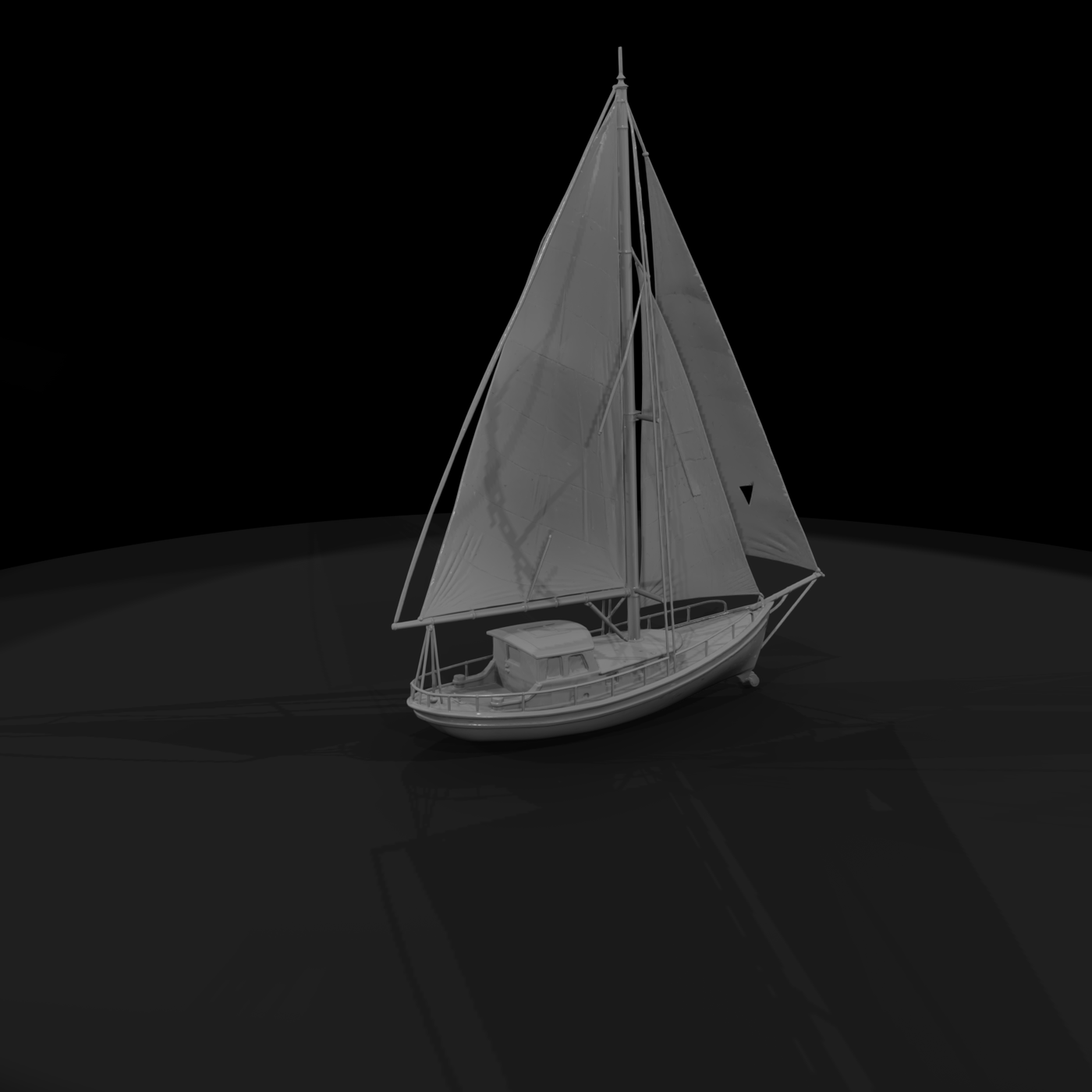 Sloop Cabin Sailboat — Diorama Yacht Prop